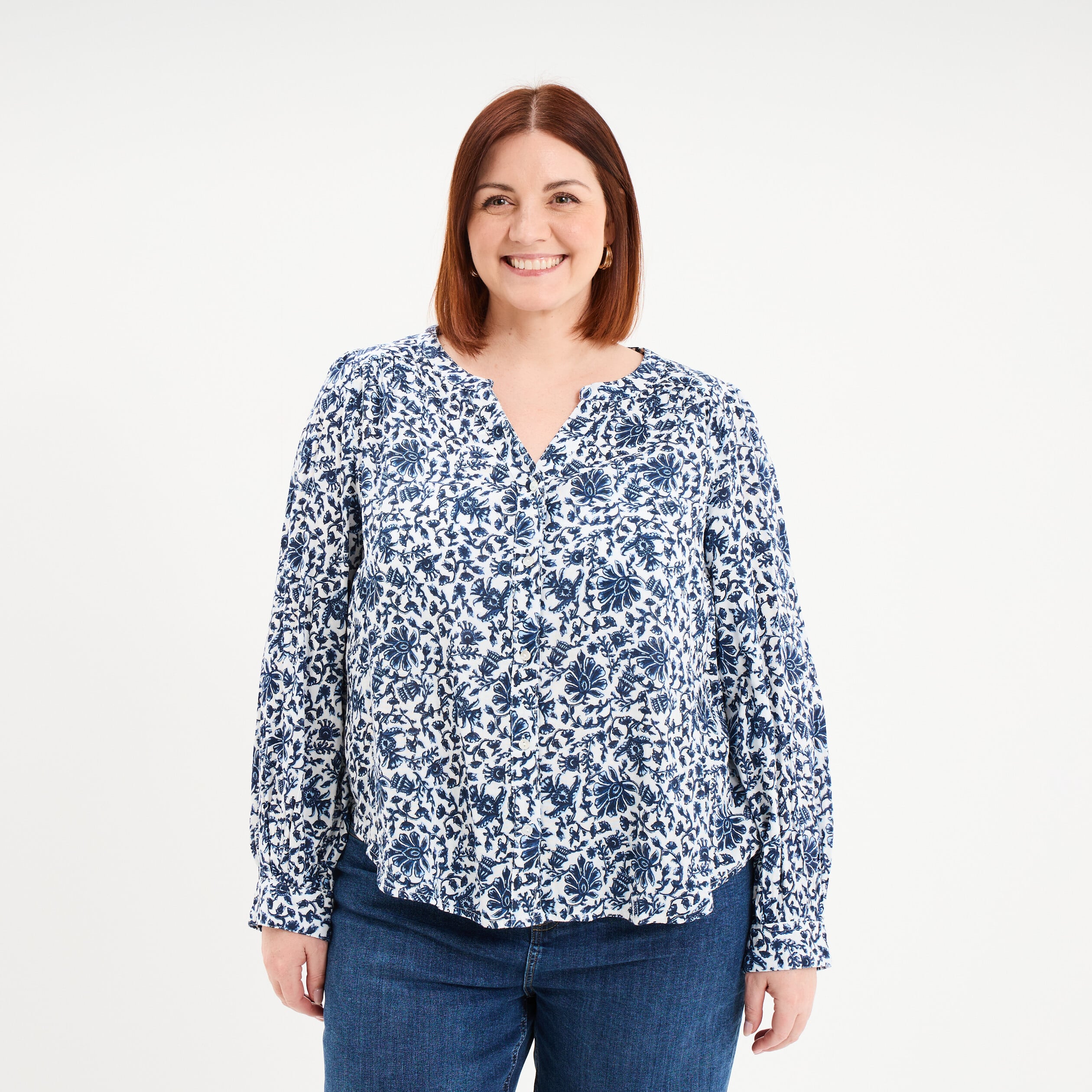 Blouse boutonn&eacute;e blanc femme grande taille