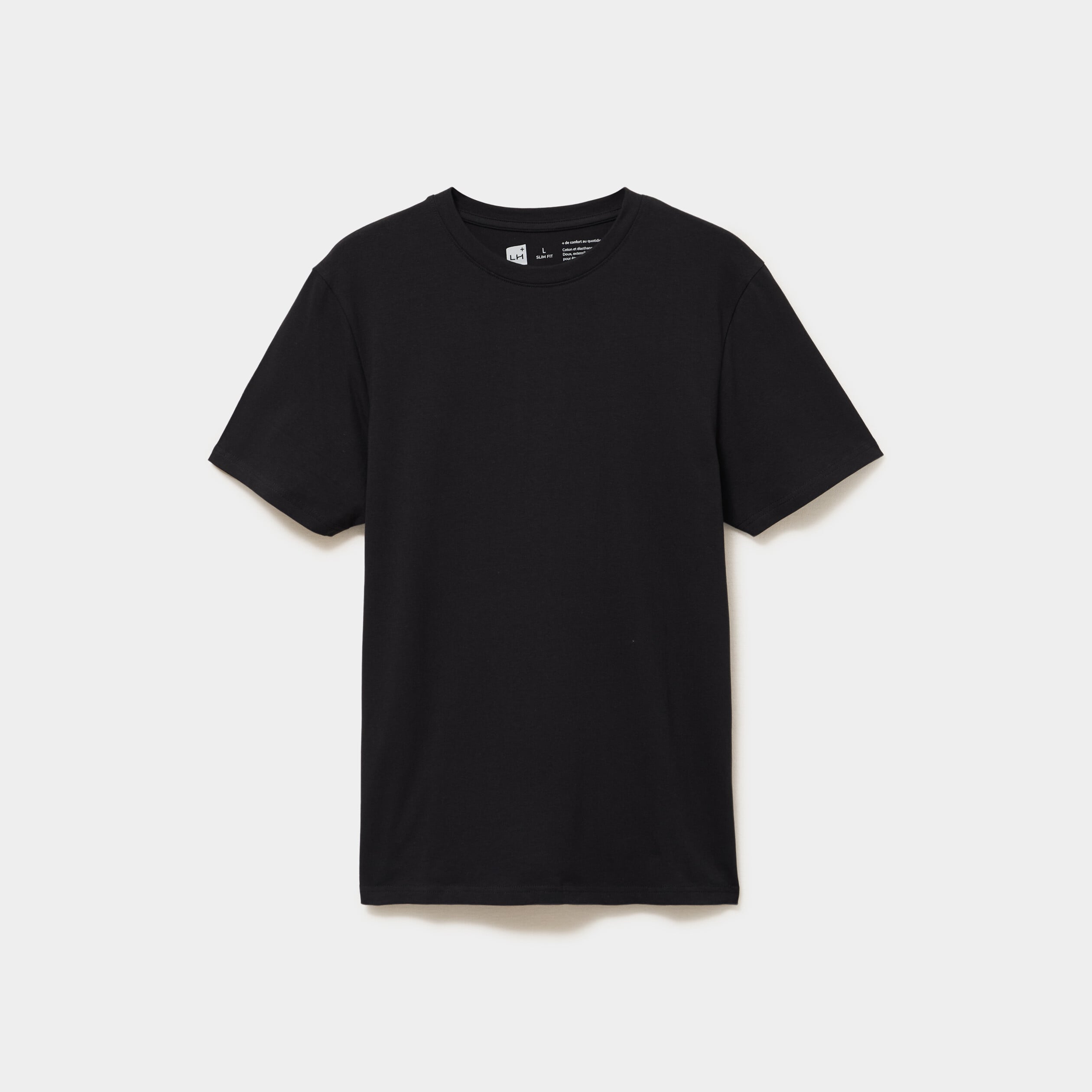 T-shirt slim stretch manches courtes noir homme