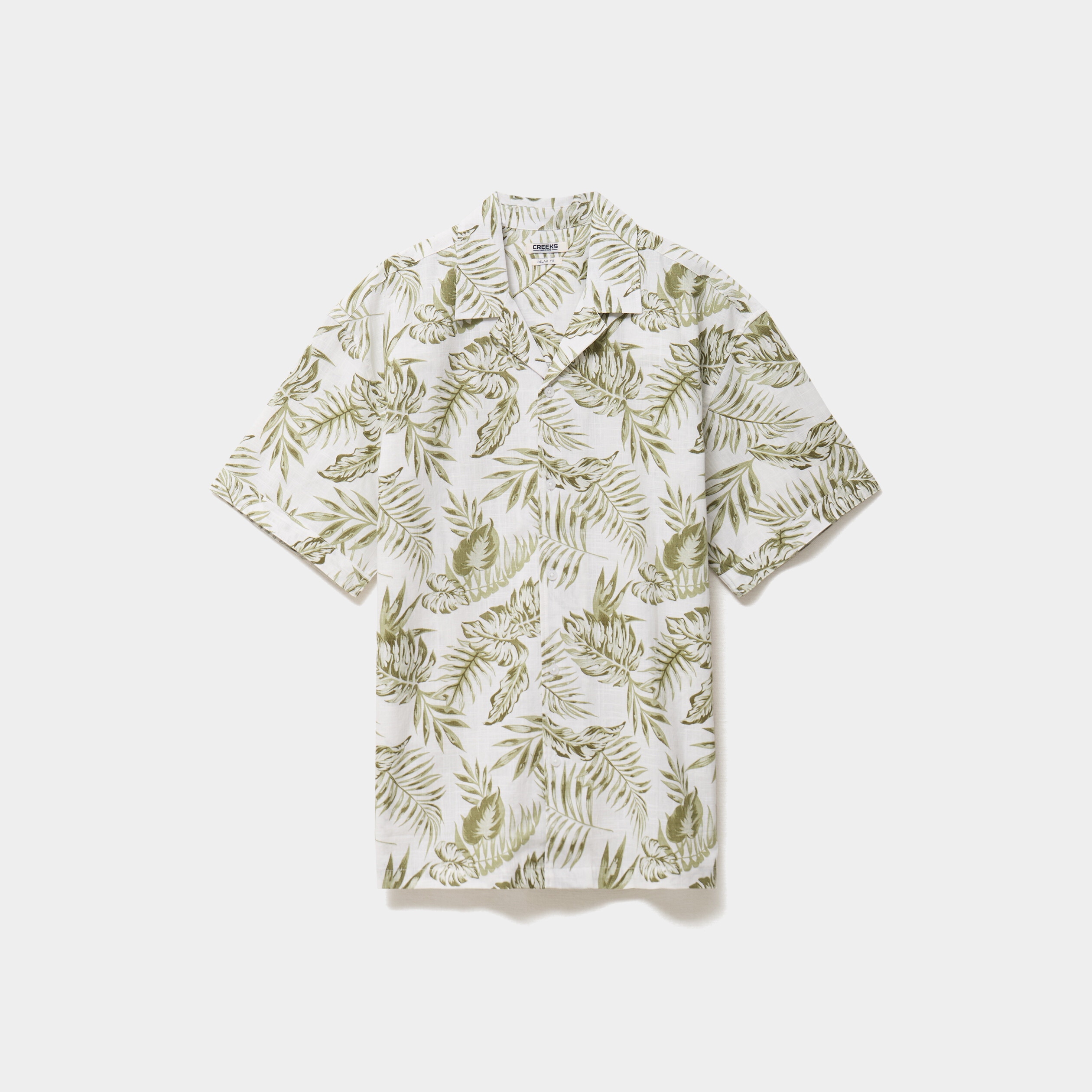 Chemise en coton manches courtes vert olive homme