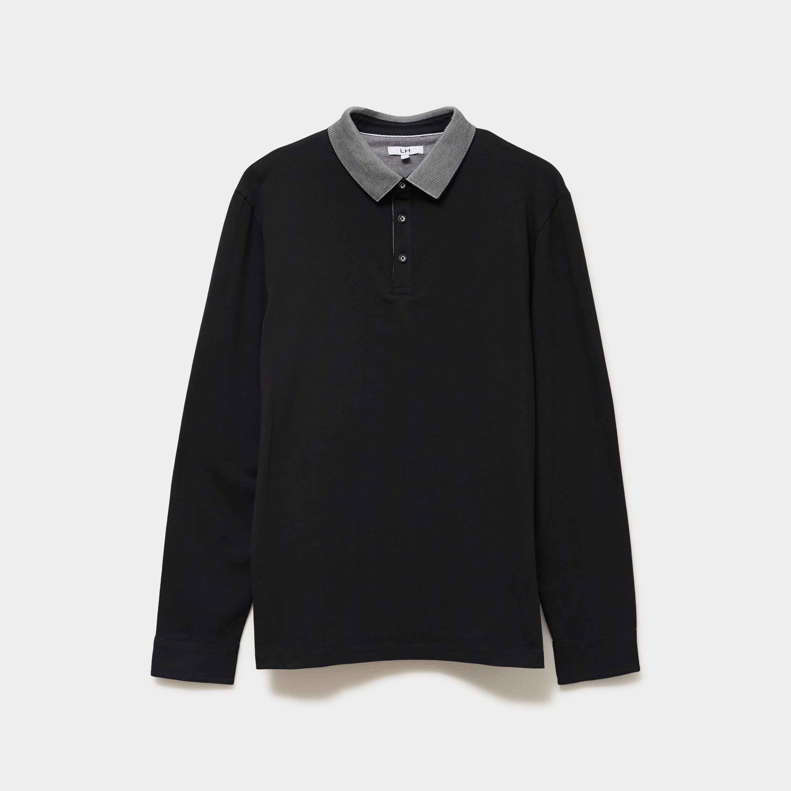 Polo manches longues coton majoritaire noir homme