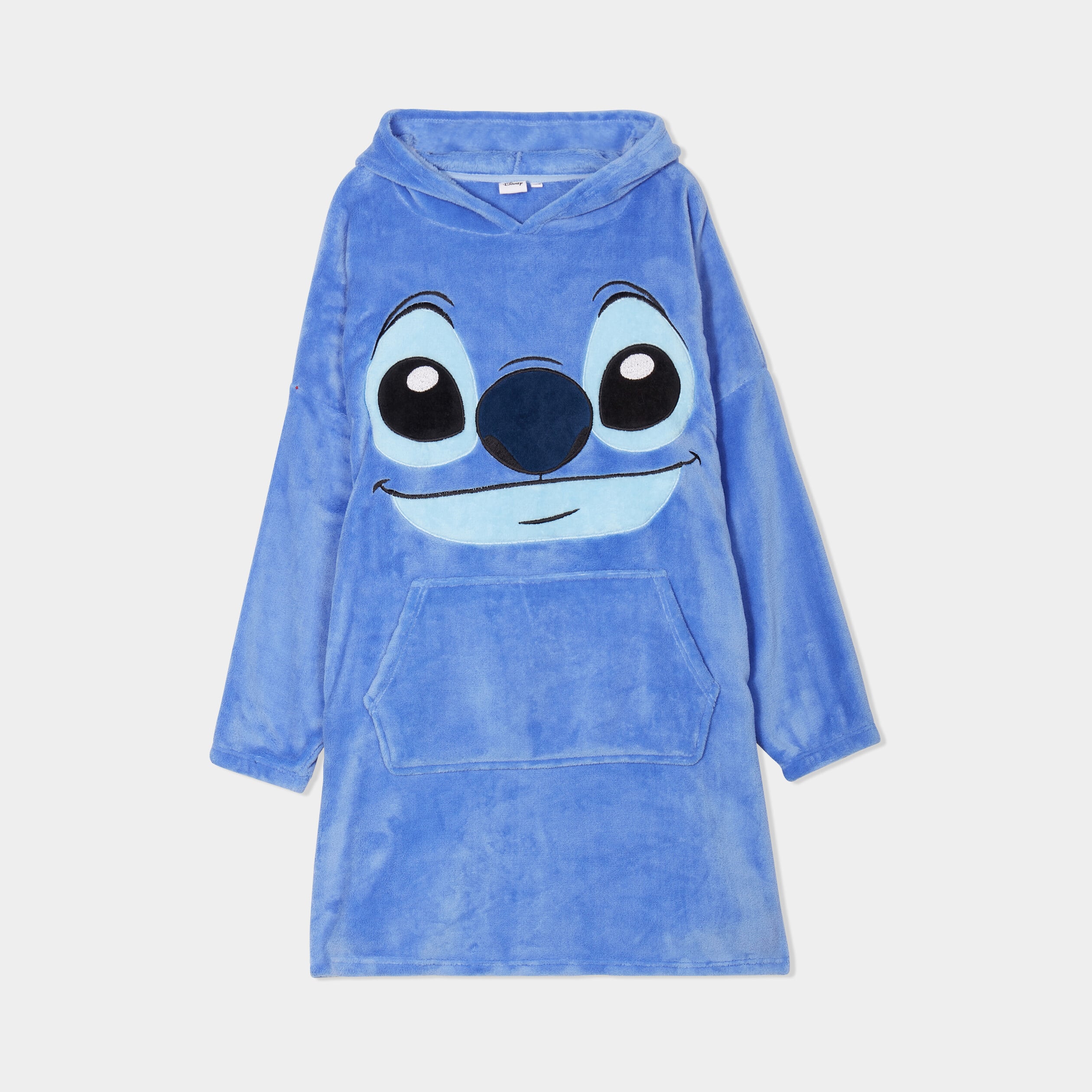 Poncho plaid &agrave; capuche Stitch bleu femme