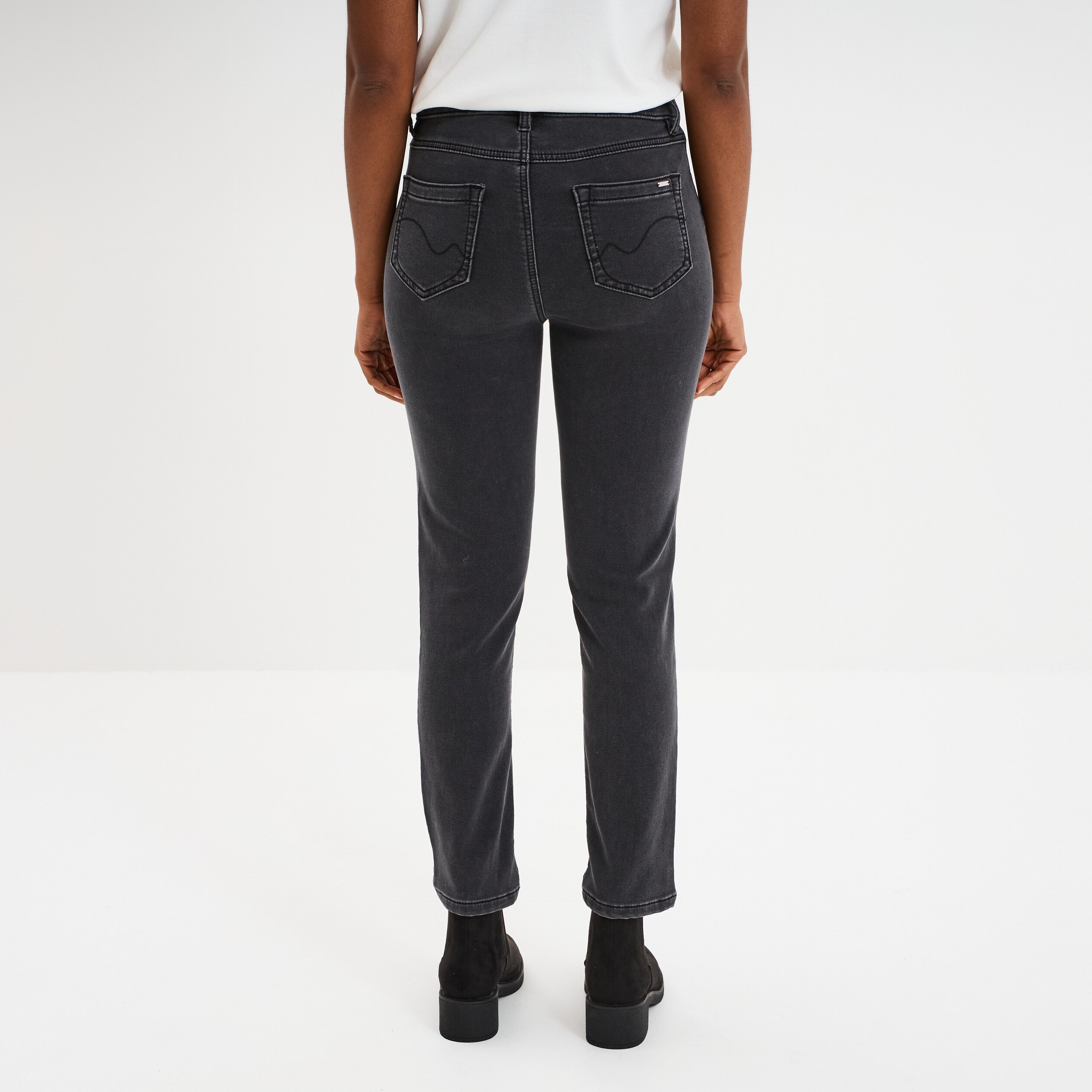 jean stretch slim 78 eme denim noir femme Jean stretch slim 7/8 ème denim noir femme