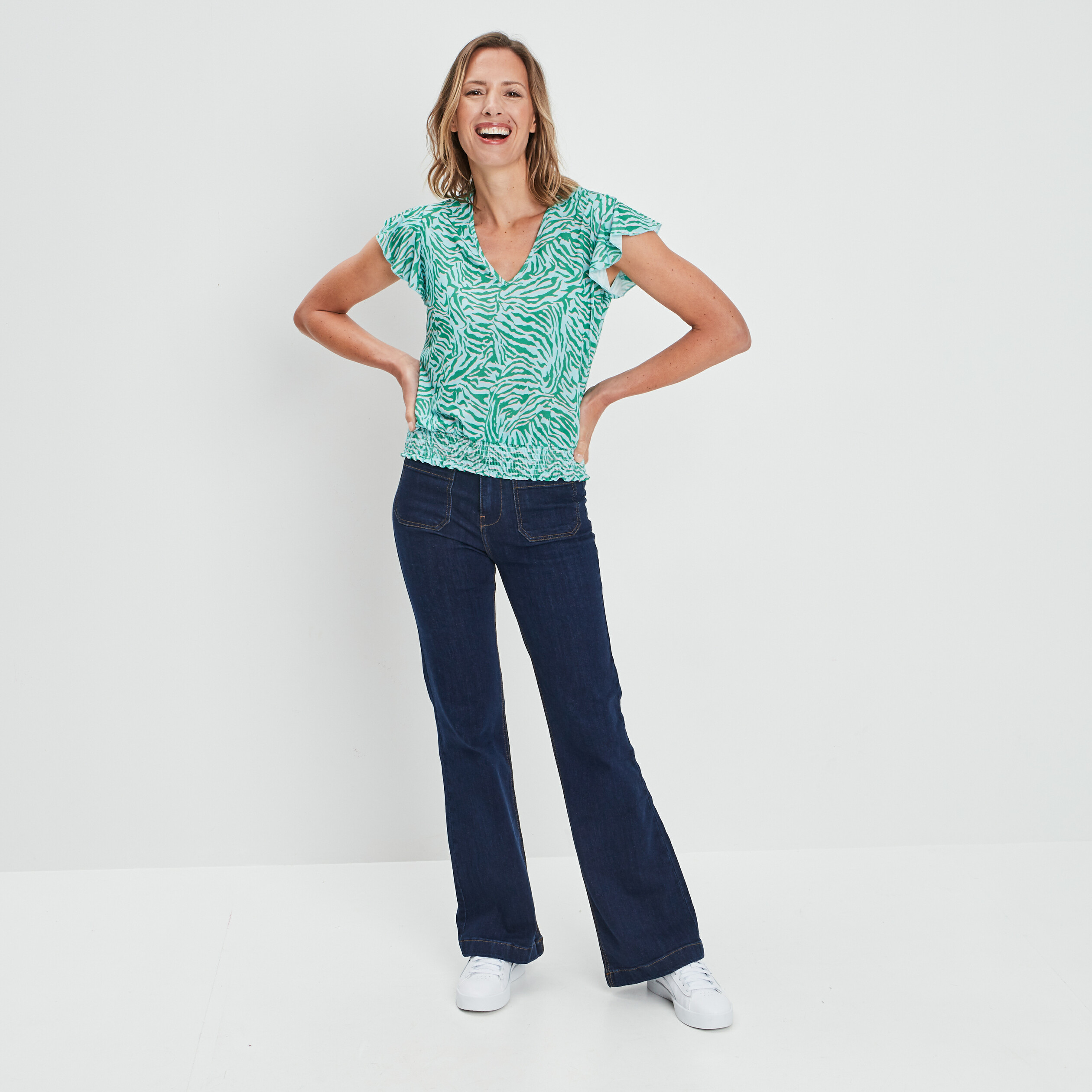 T-shirt manches courtes vert turquoise femme