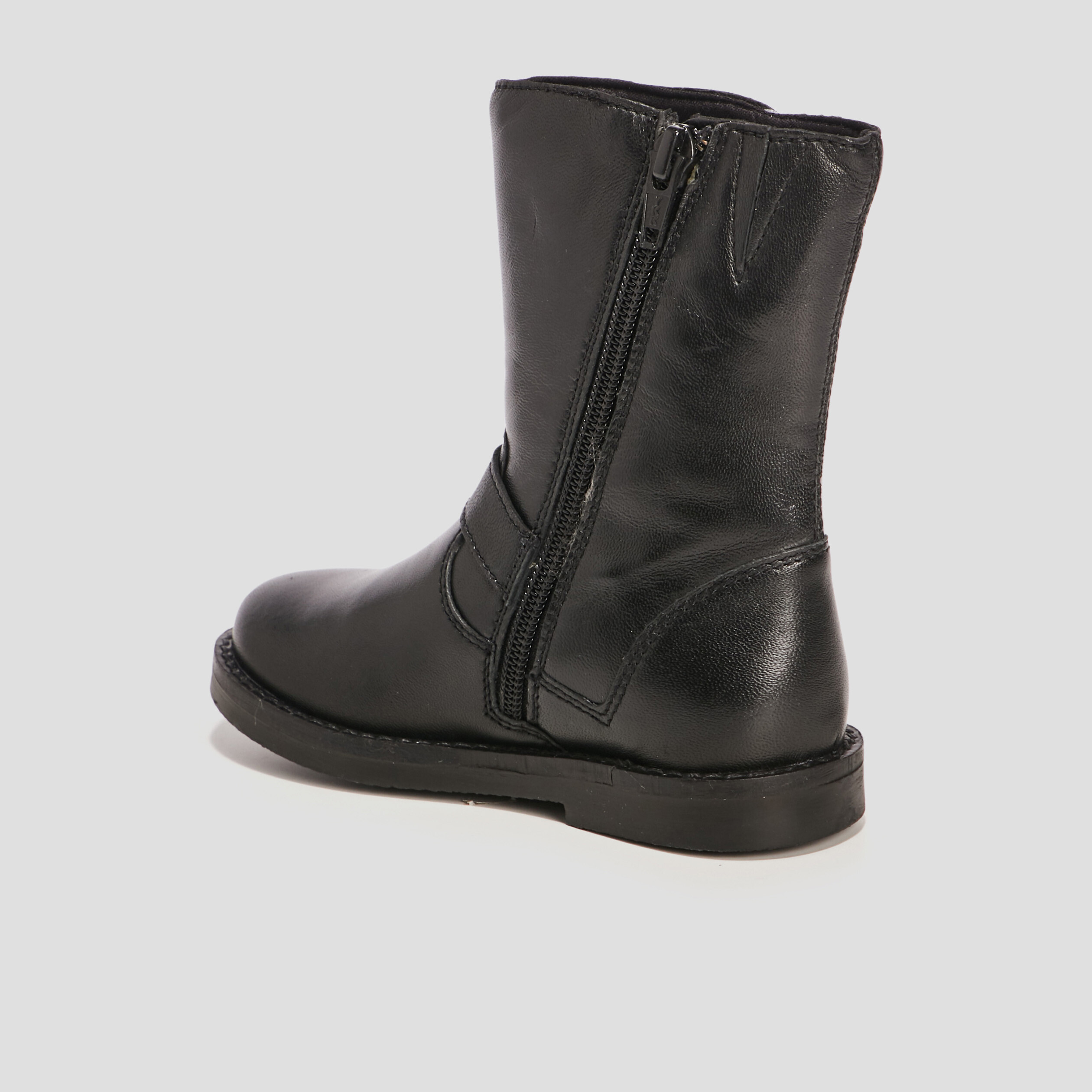 bottes zippees en cuir noir fille Bottes zippées en cuir noir fille
