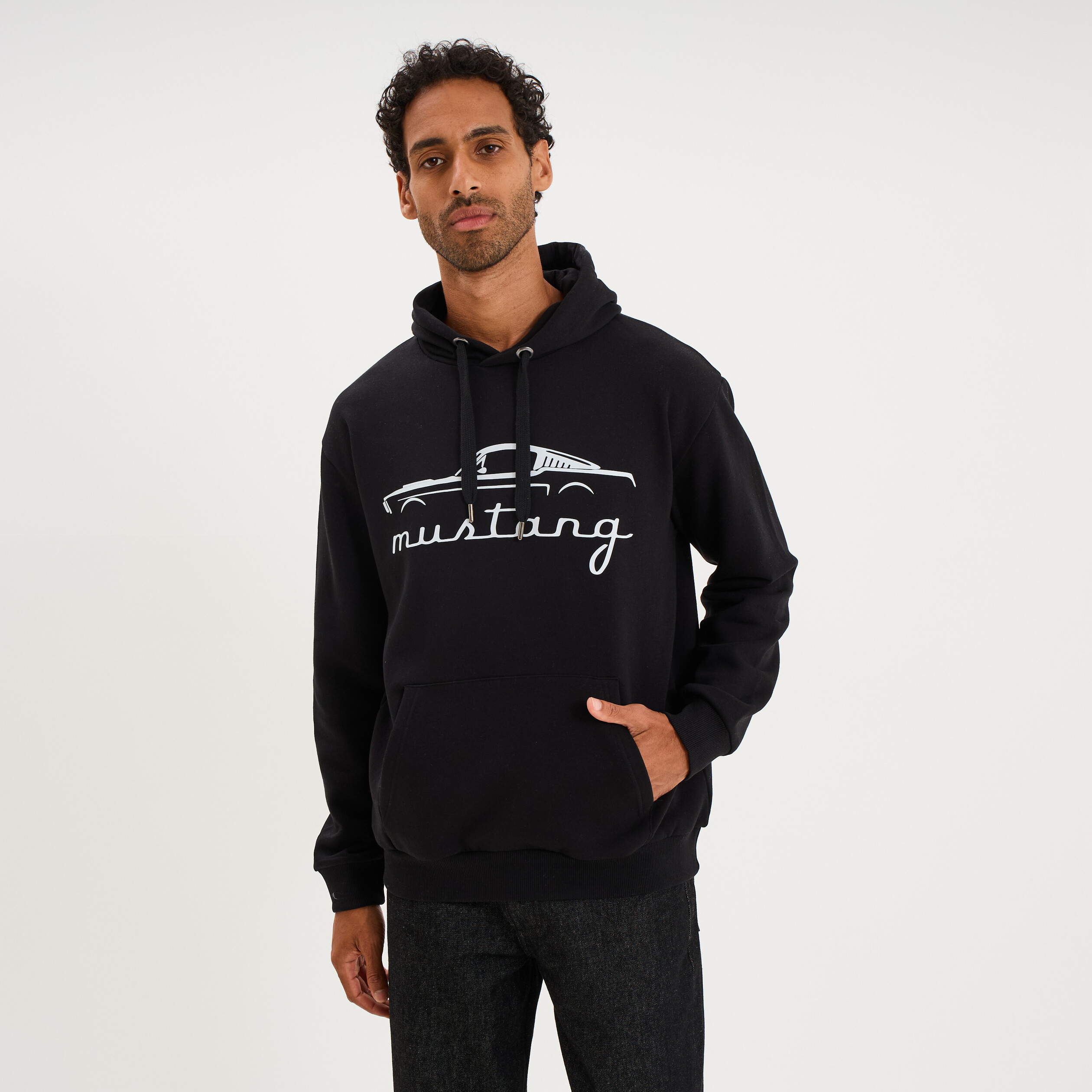 Sweat hoodie 1 poche &agrave; capuche Mustang noir homme