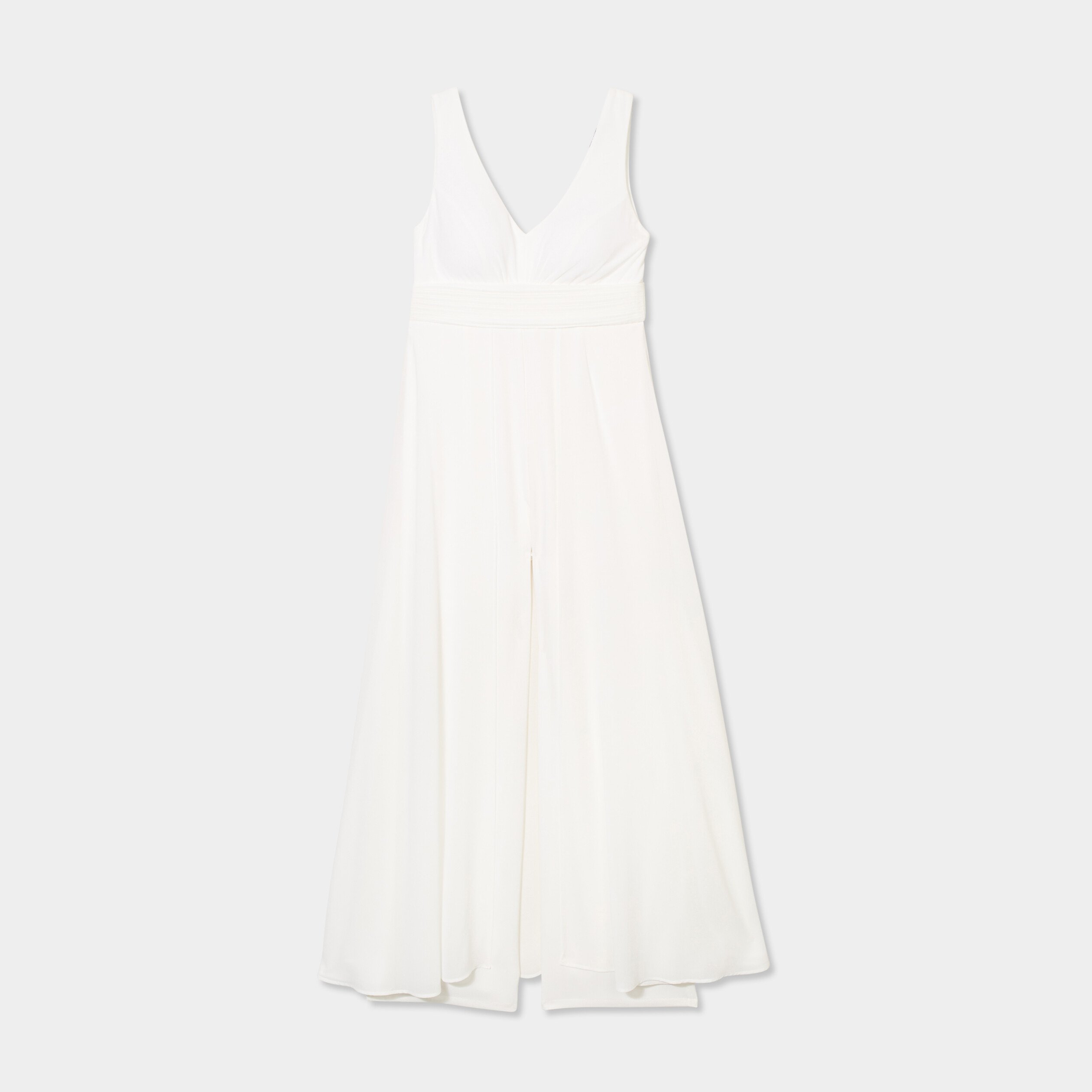 Combinaison pantalon avec voile jupe blanc femme