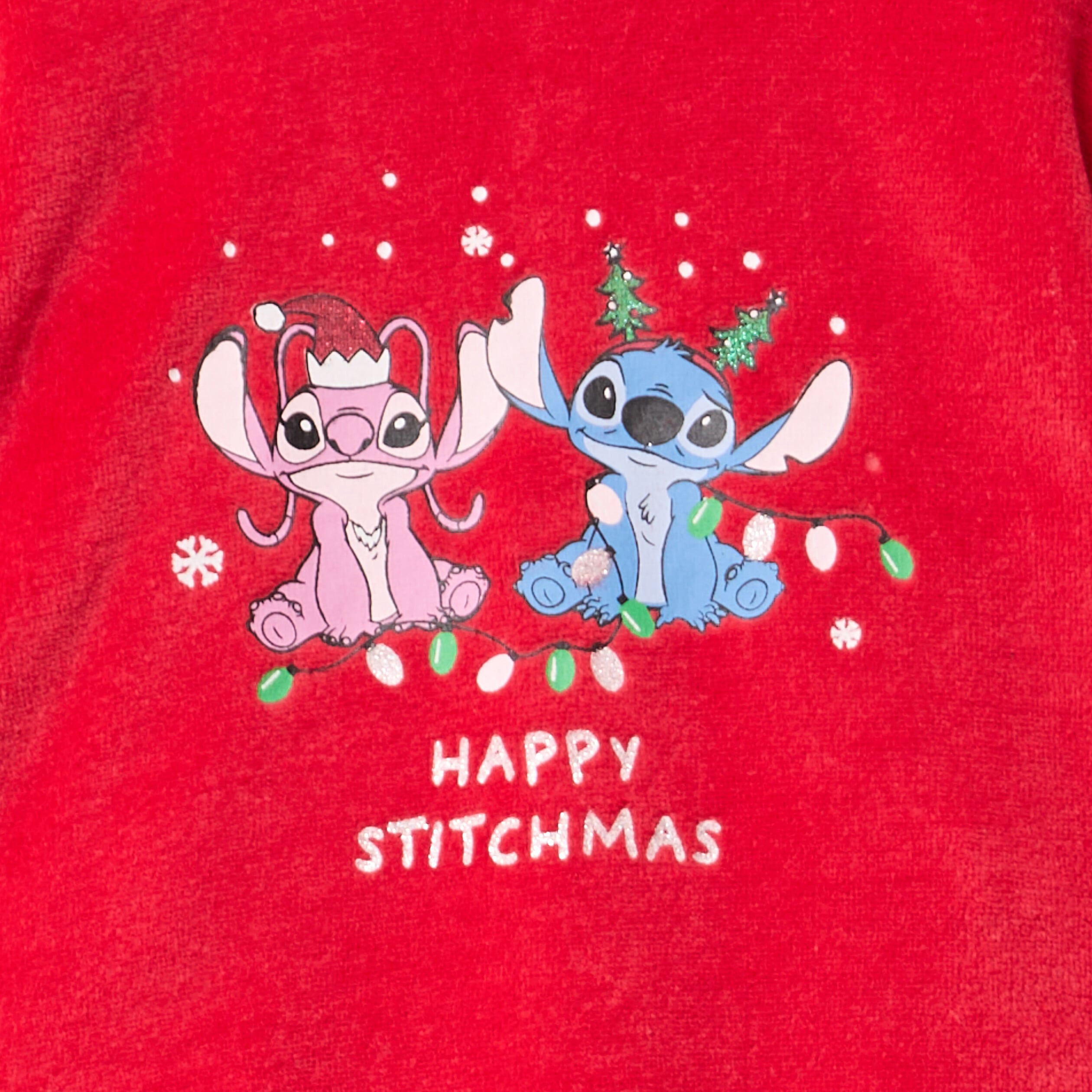 Dors-bien No&euml;l effet velours Stitch rouge b&eacute;b&eacute;