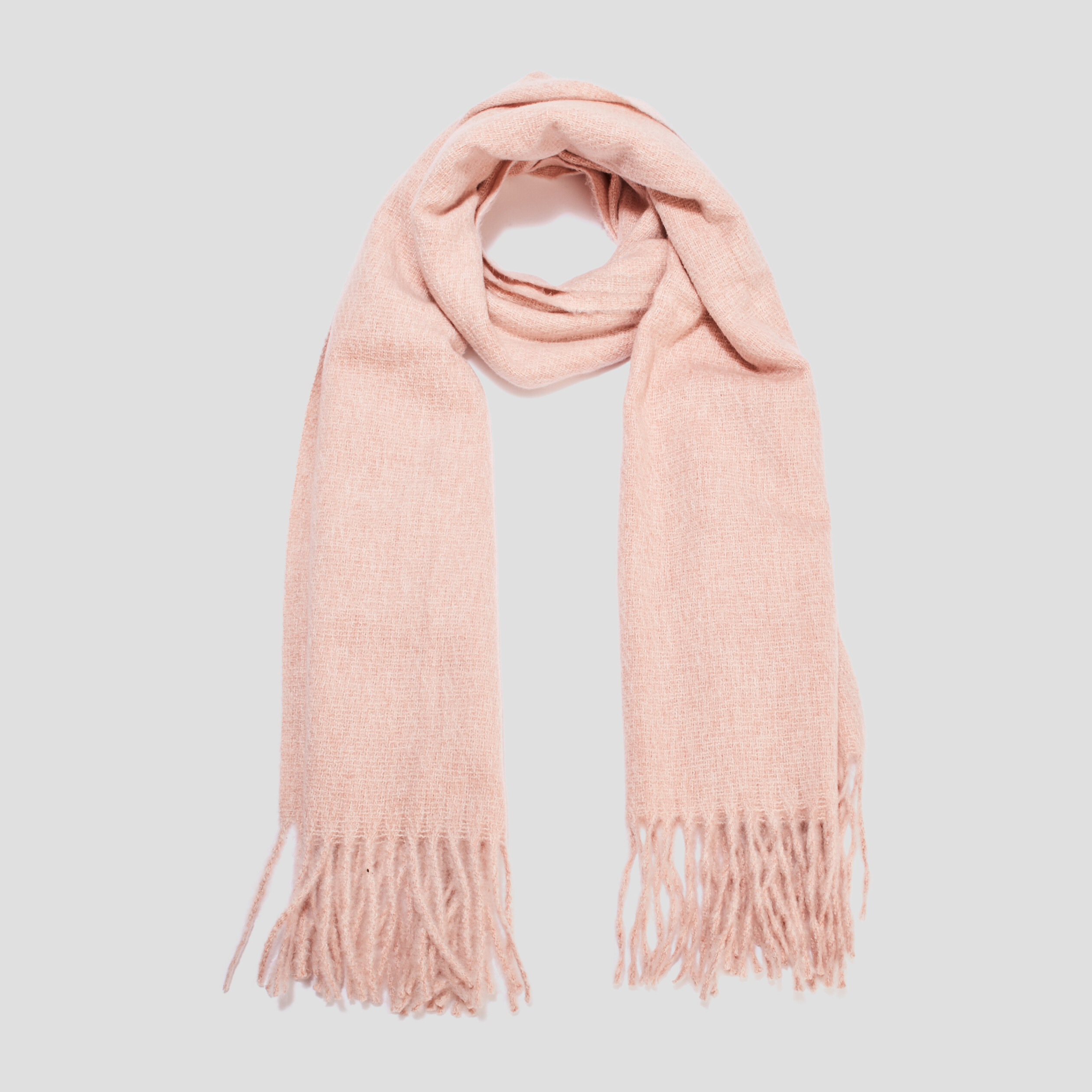 Écharpe unie à franges rose clair femme