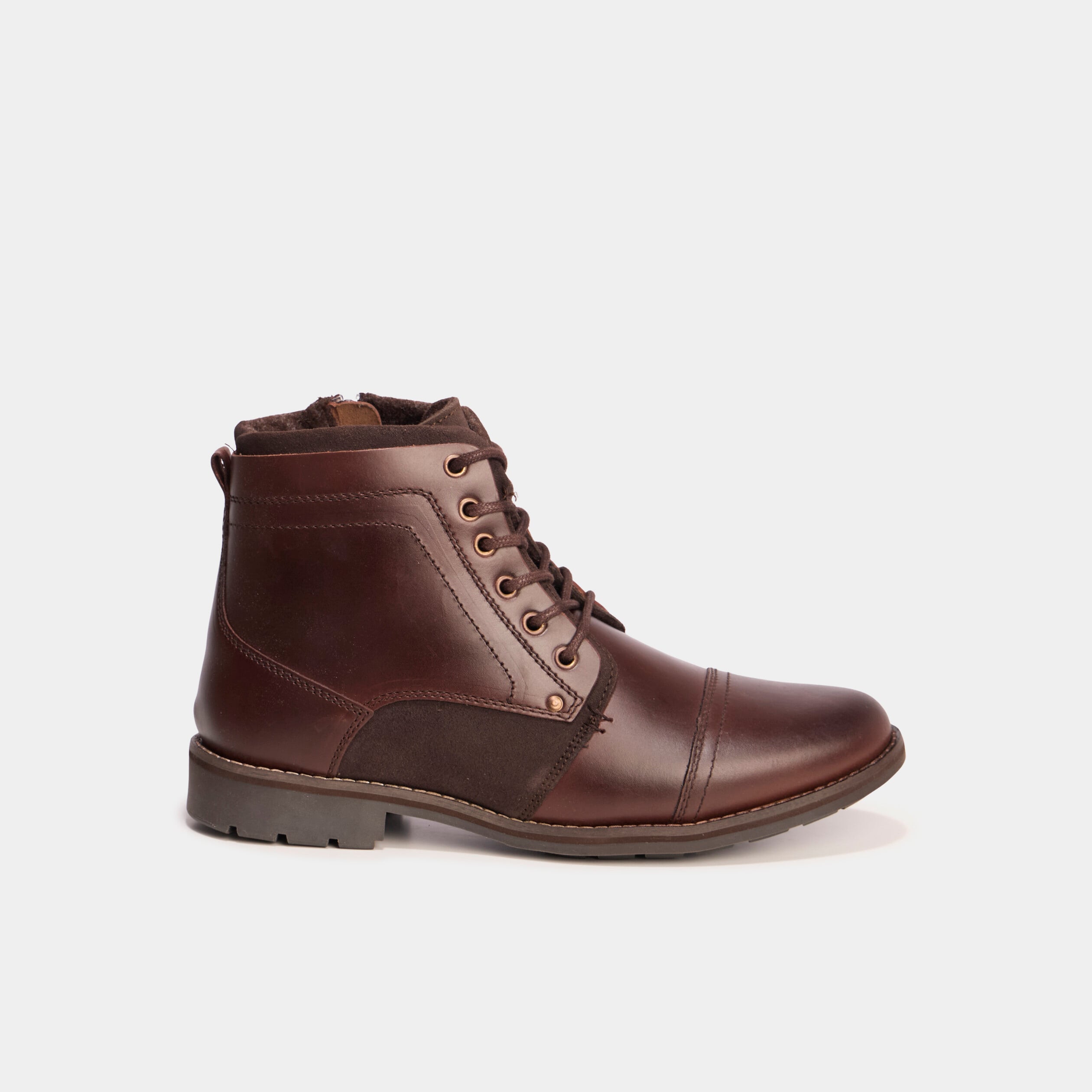Bottines &agrave; lacets en cuir marron homme