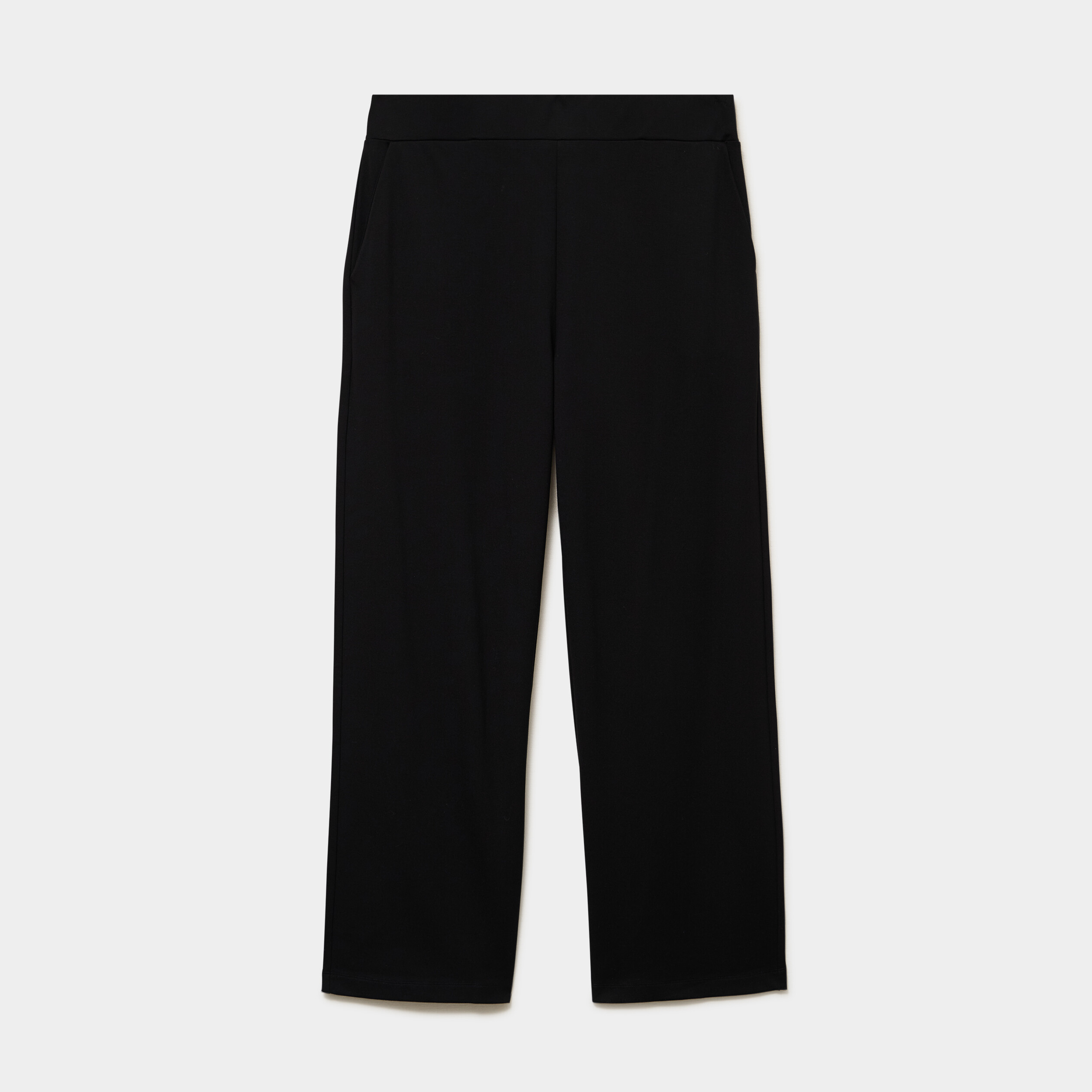 Pantalon large taille haute noir femme grande taille