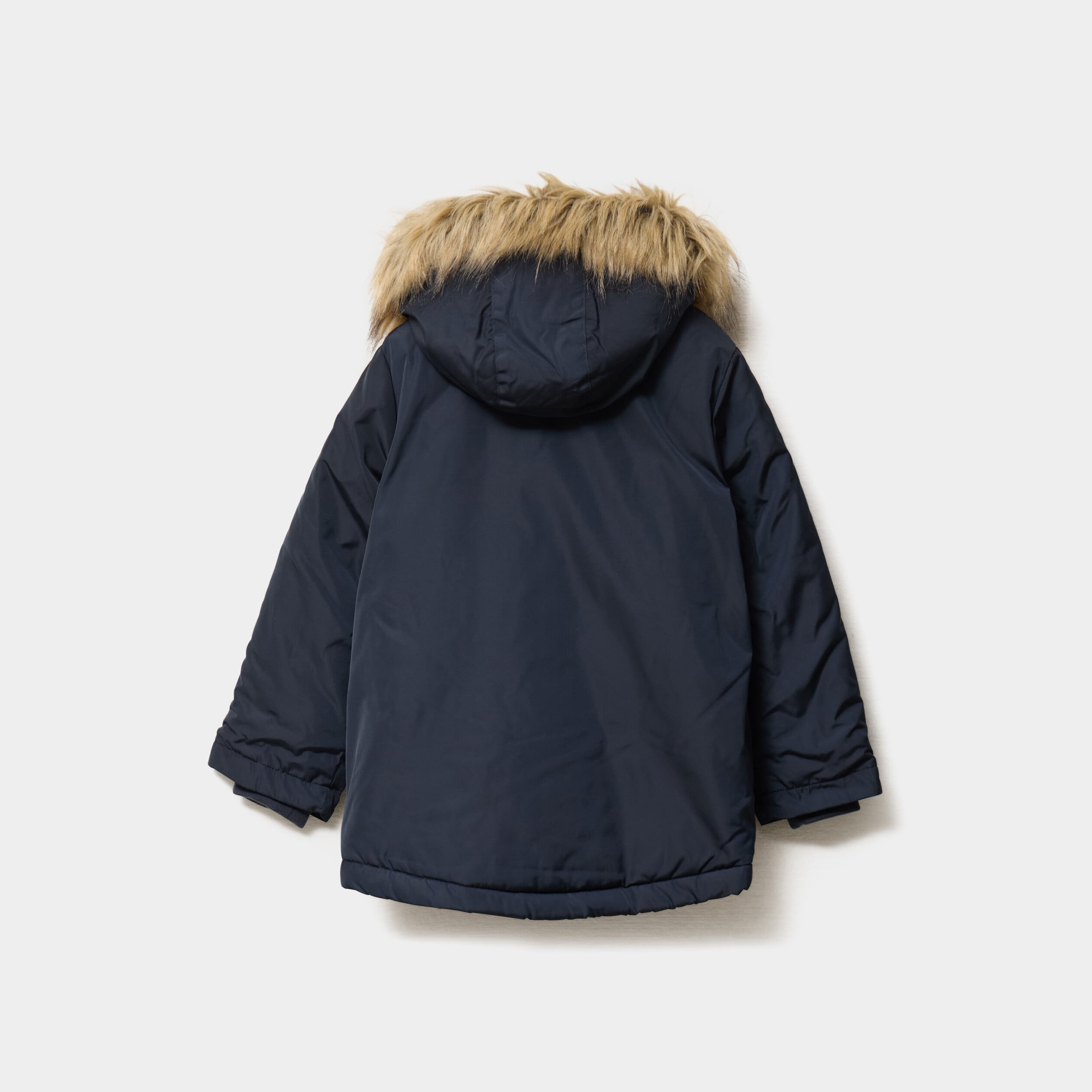 Parka mi-longue &agrave; capuche bleu marine gar&ccedil;on