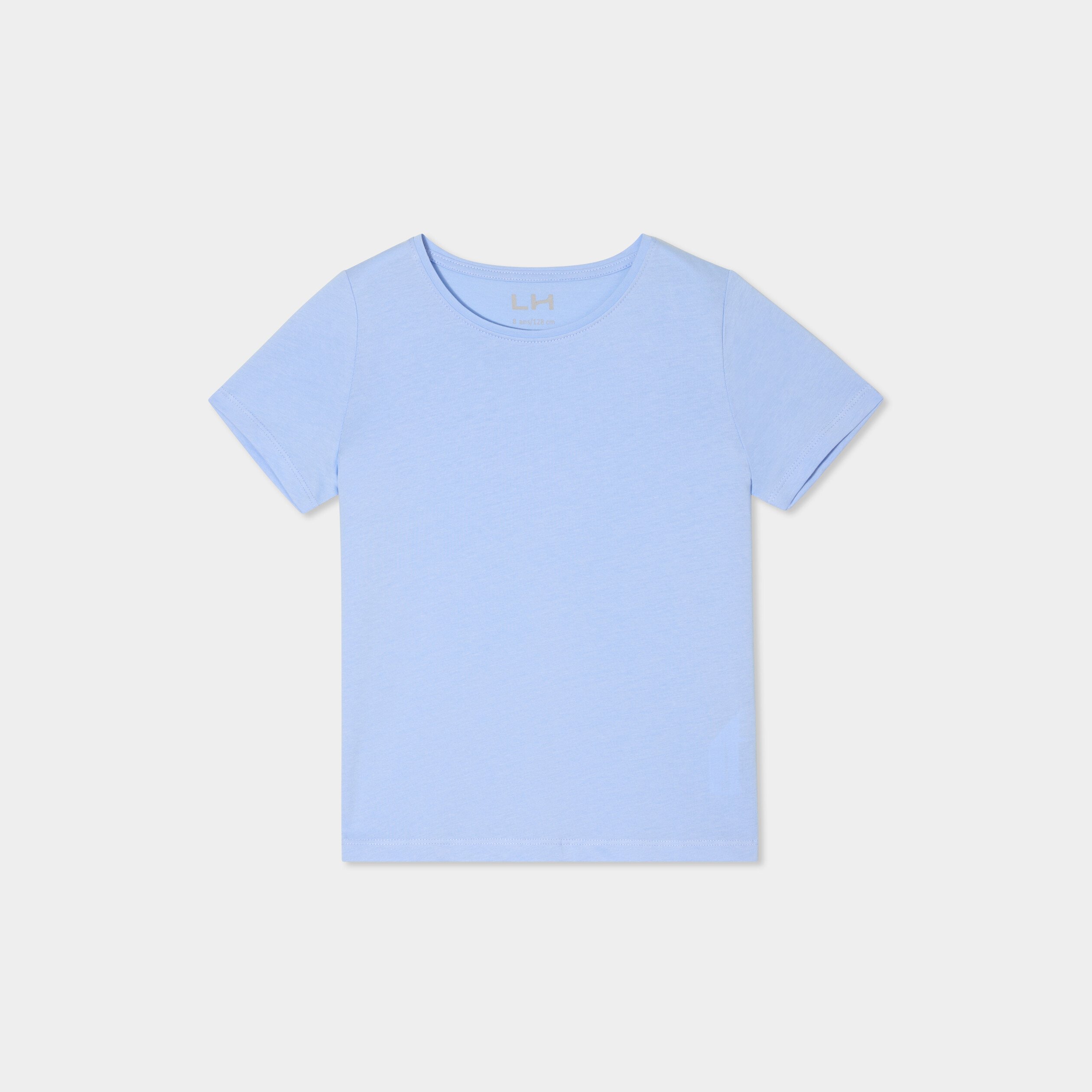 t shirt manches courtes en coton bleu clair fille T-shirt manches courtes en coton bleu clair fille