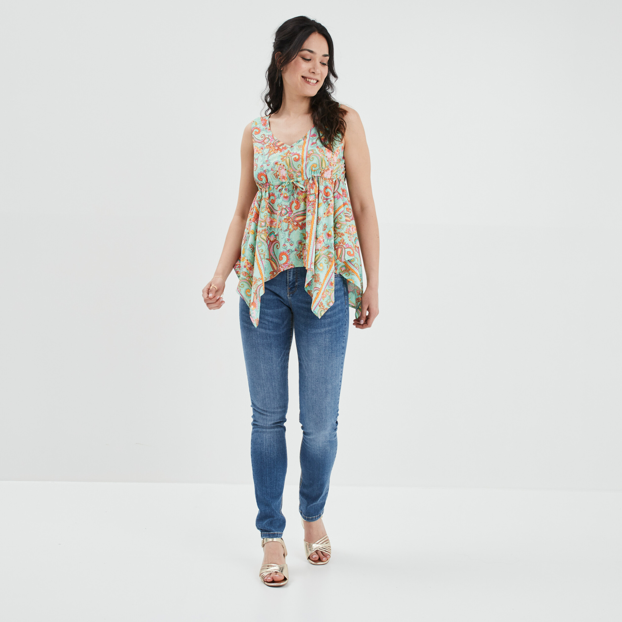 blouse a volants cintree mosquitos vert femme Blouse à volants cintrée Mosquitos vert femme