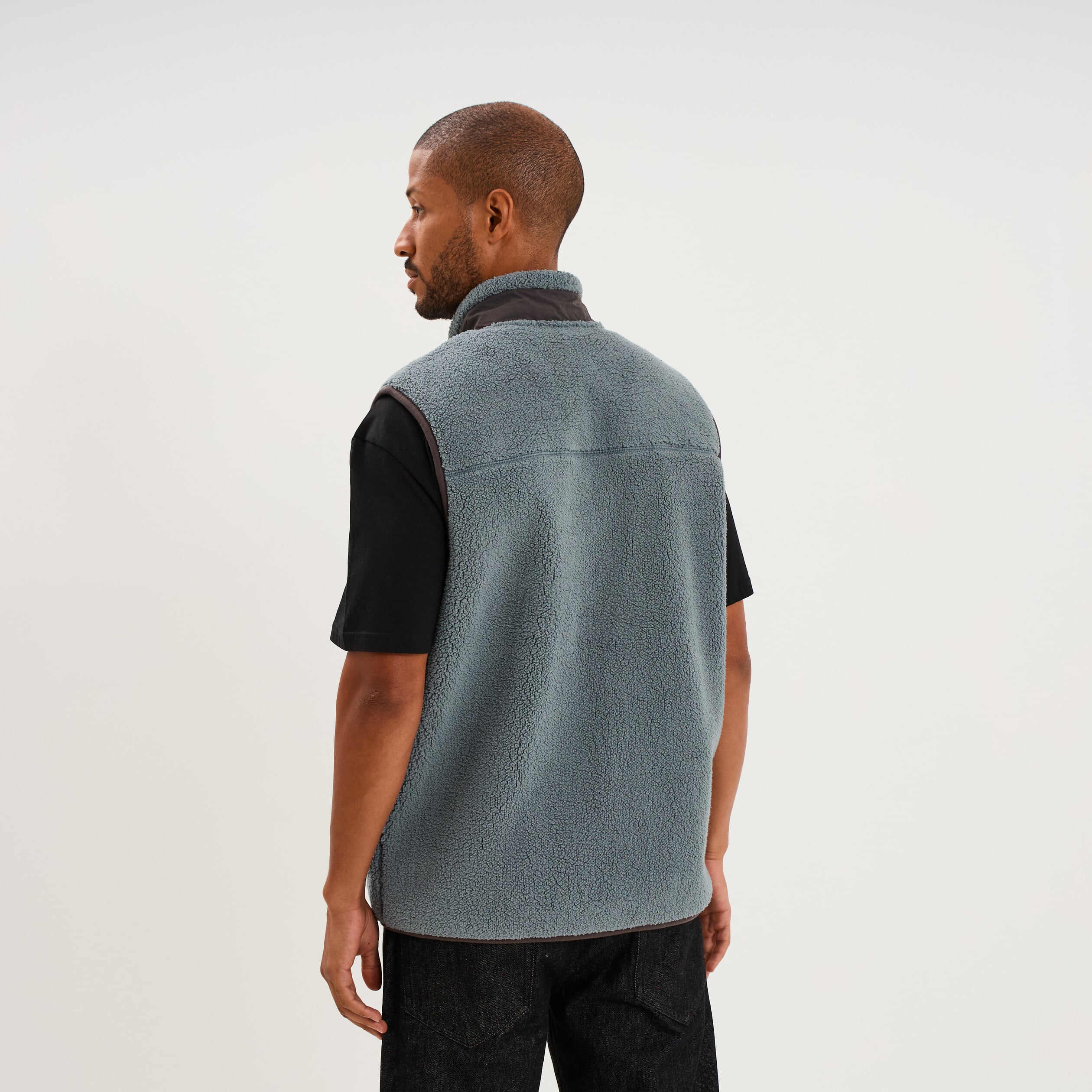 Gilet effet polaire sans manches bleu gris homme