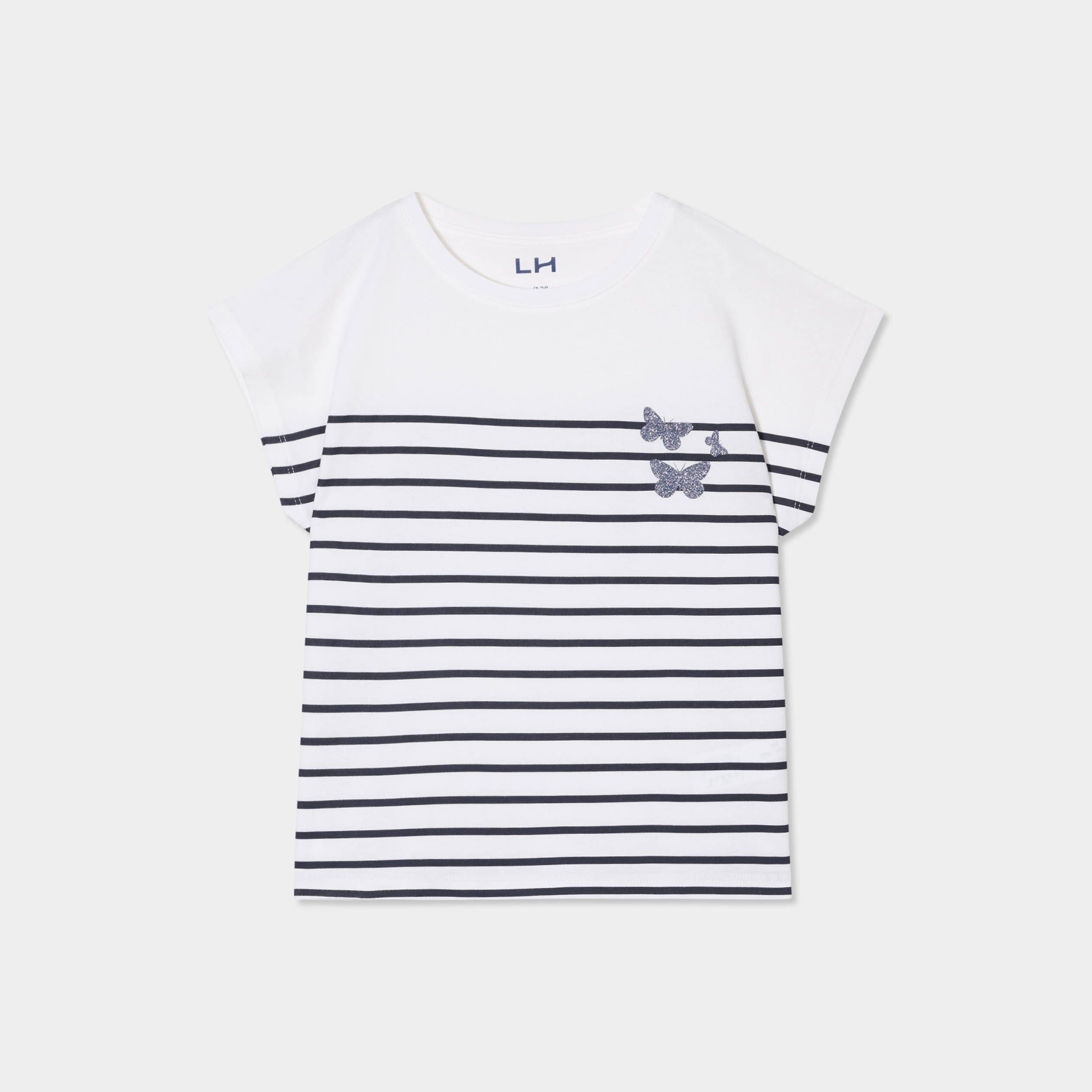 t shirt manches courtes col rond coton ecru fille T-shirt manches courtes col rond coton ecru fille