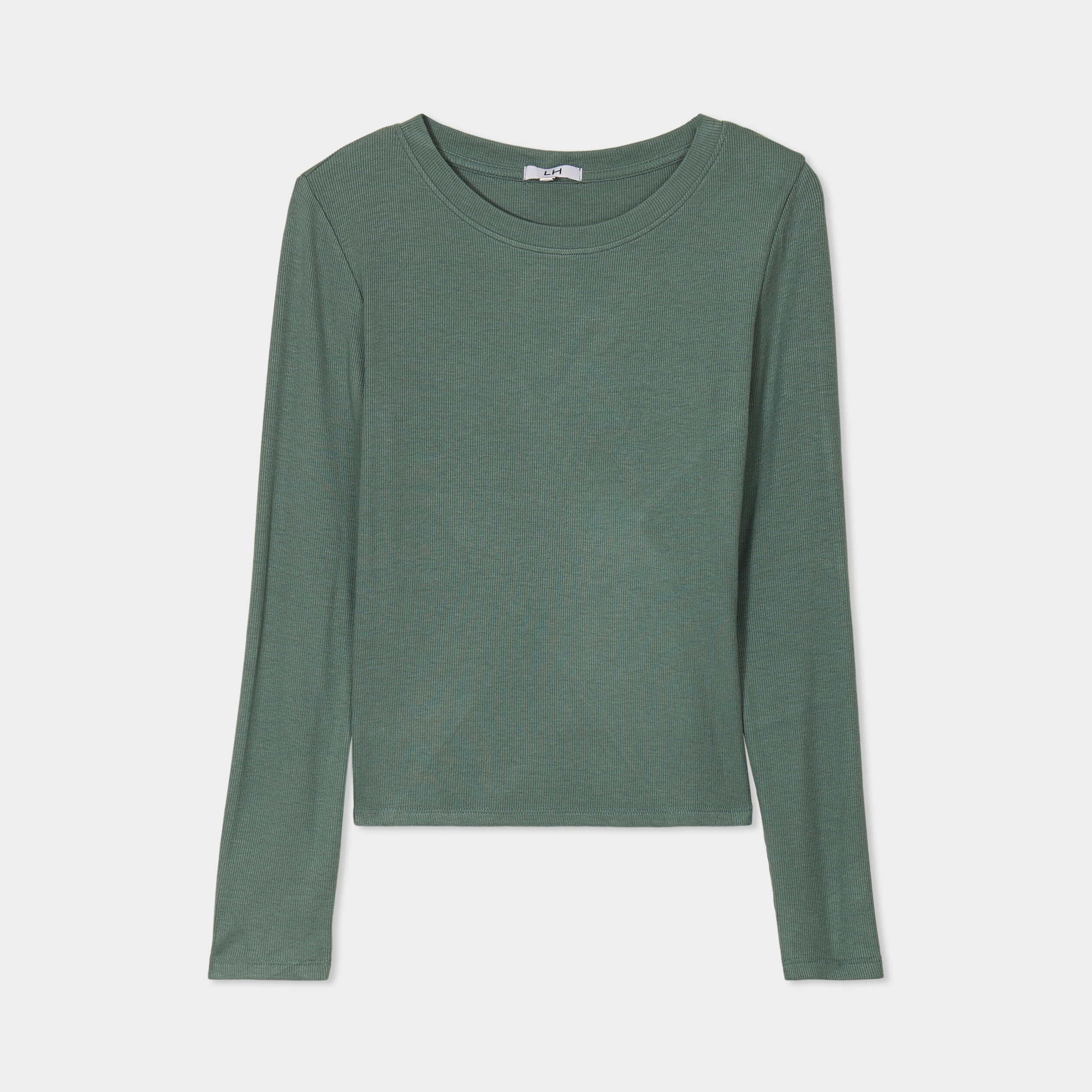 t shirt col rond manches longues vert femme T-shirt col rond manches longues vert femme