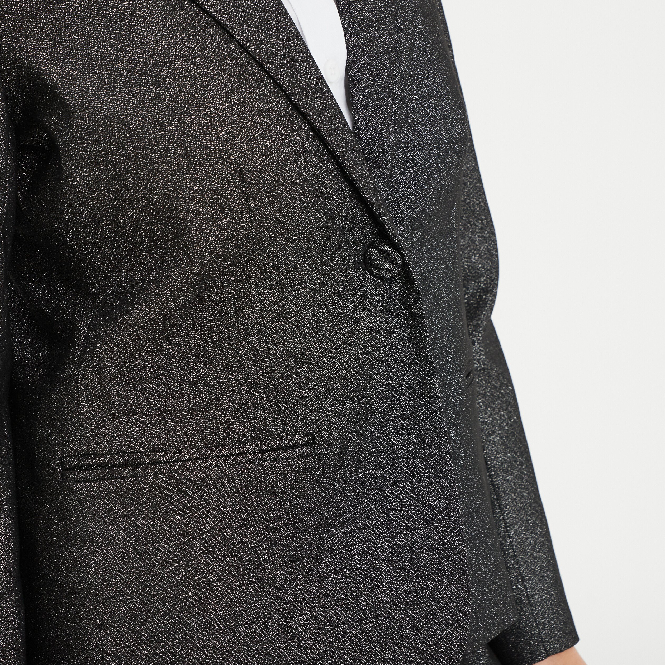 veste blazer coupe droite courte gris argent femme Veste blazer coupe droite courte gris argent femme