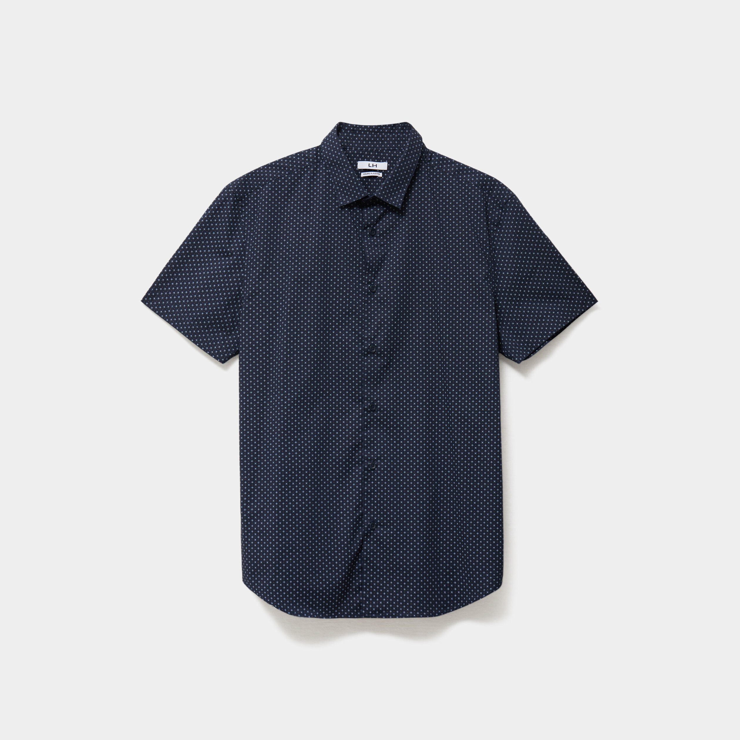 Chemise manches courtes coton bleu marine homme