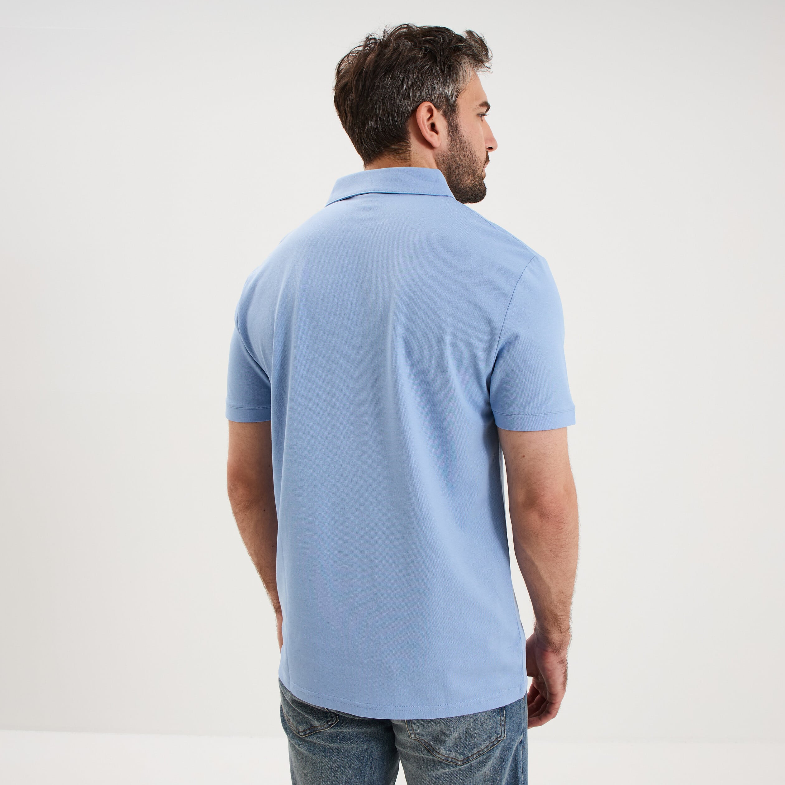 Polo manches courtes bleu ciel homme