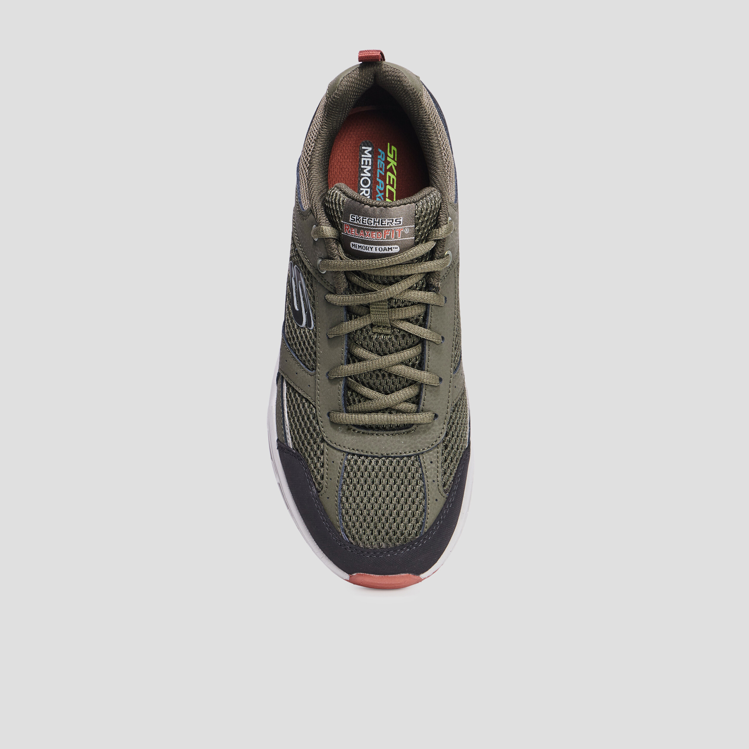 Baskets running mémoire forme Skechers vert kaki homme