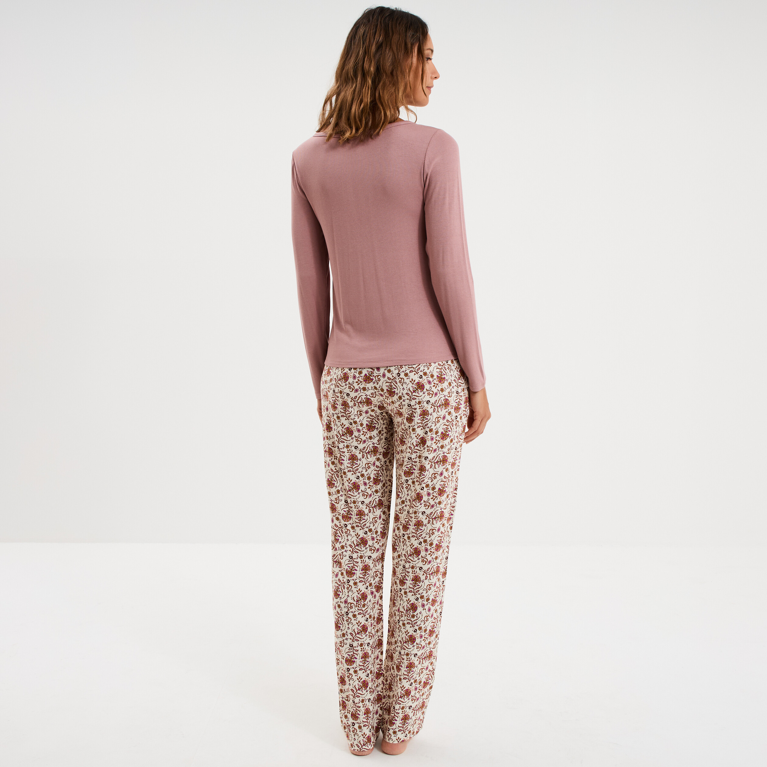 Ensemble pyjama manches longues 2 pièces blanc femme | La Halle