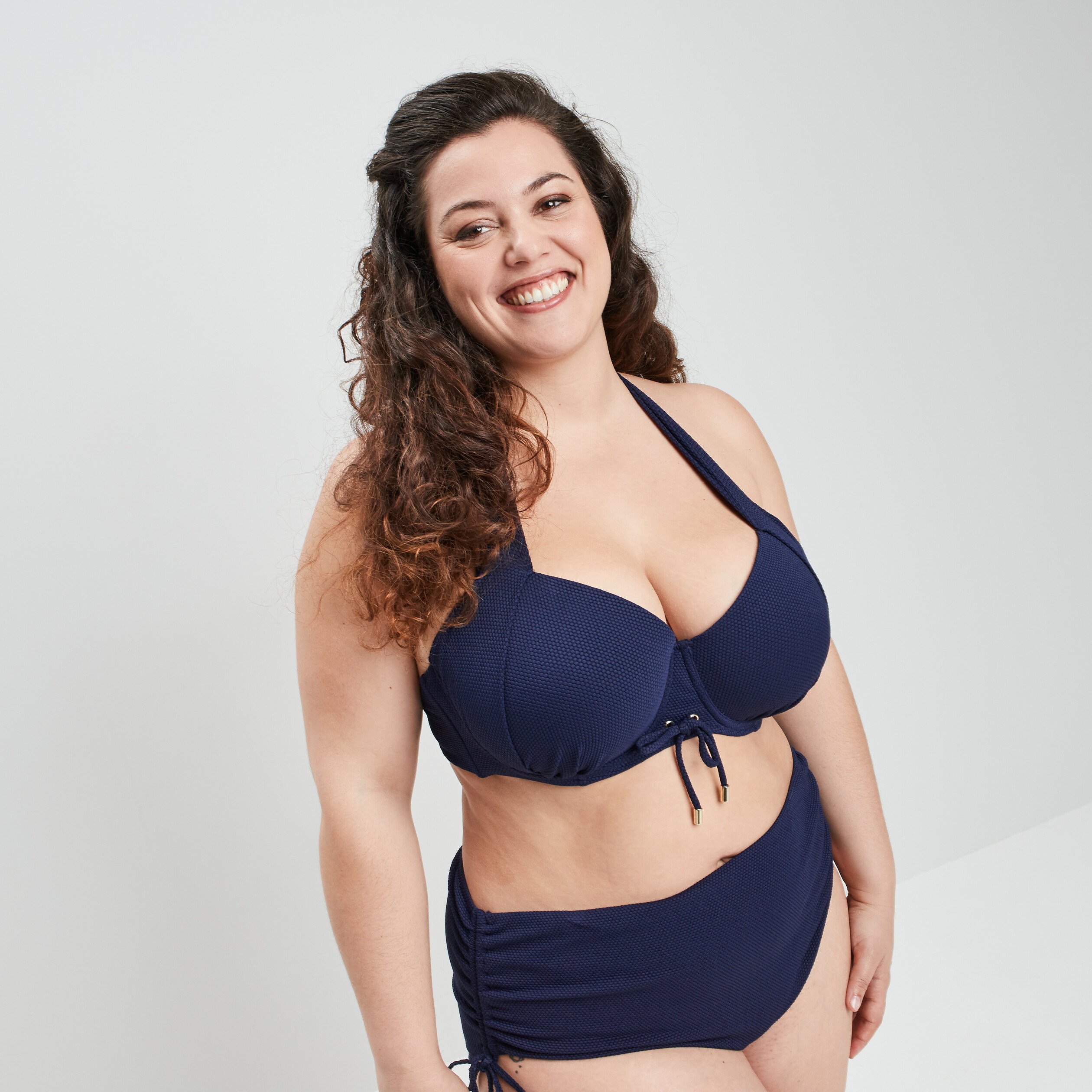 Haut de maillot de bain bleu foncé femme grande taille