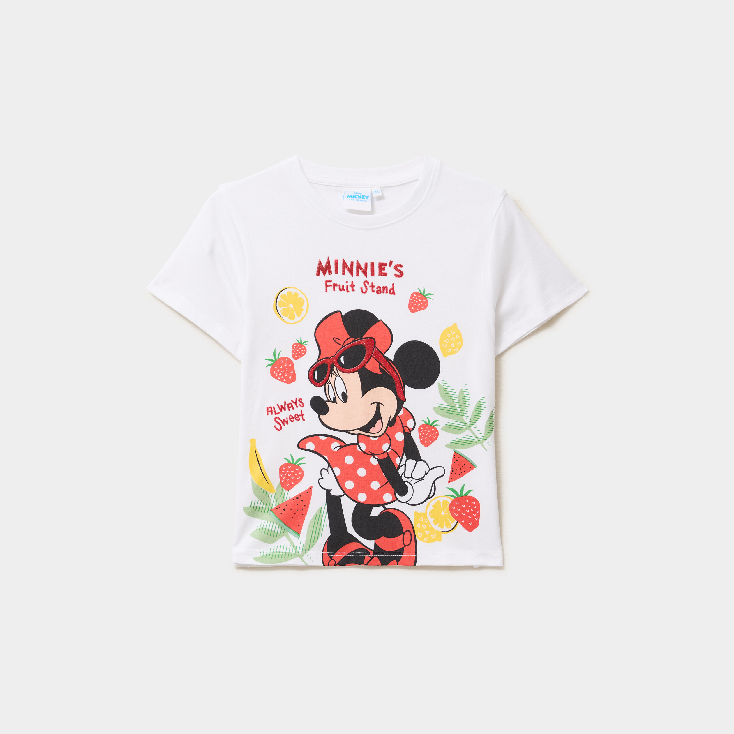 T-shirt coton manches courtes Minnie blanc fille