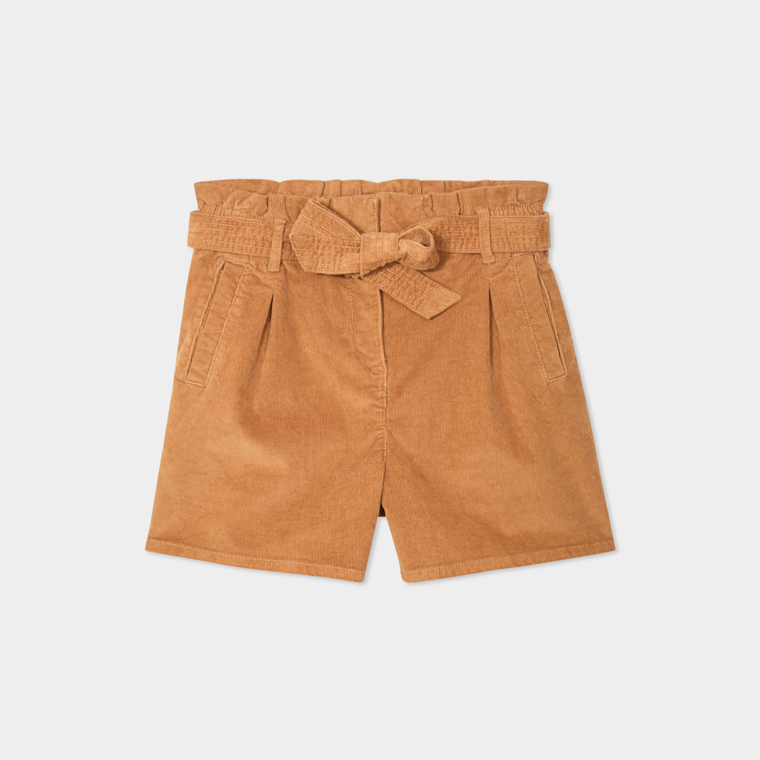 short effet velours avec ceinture coton beige femme Short effet velours avec ceinture coton beige femme
