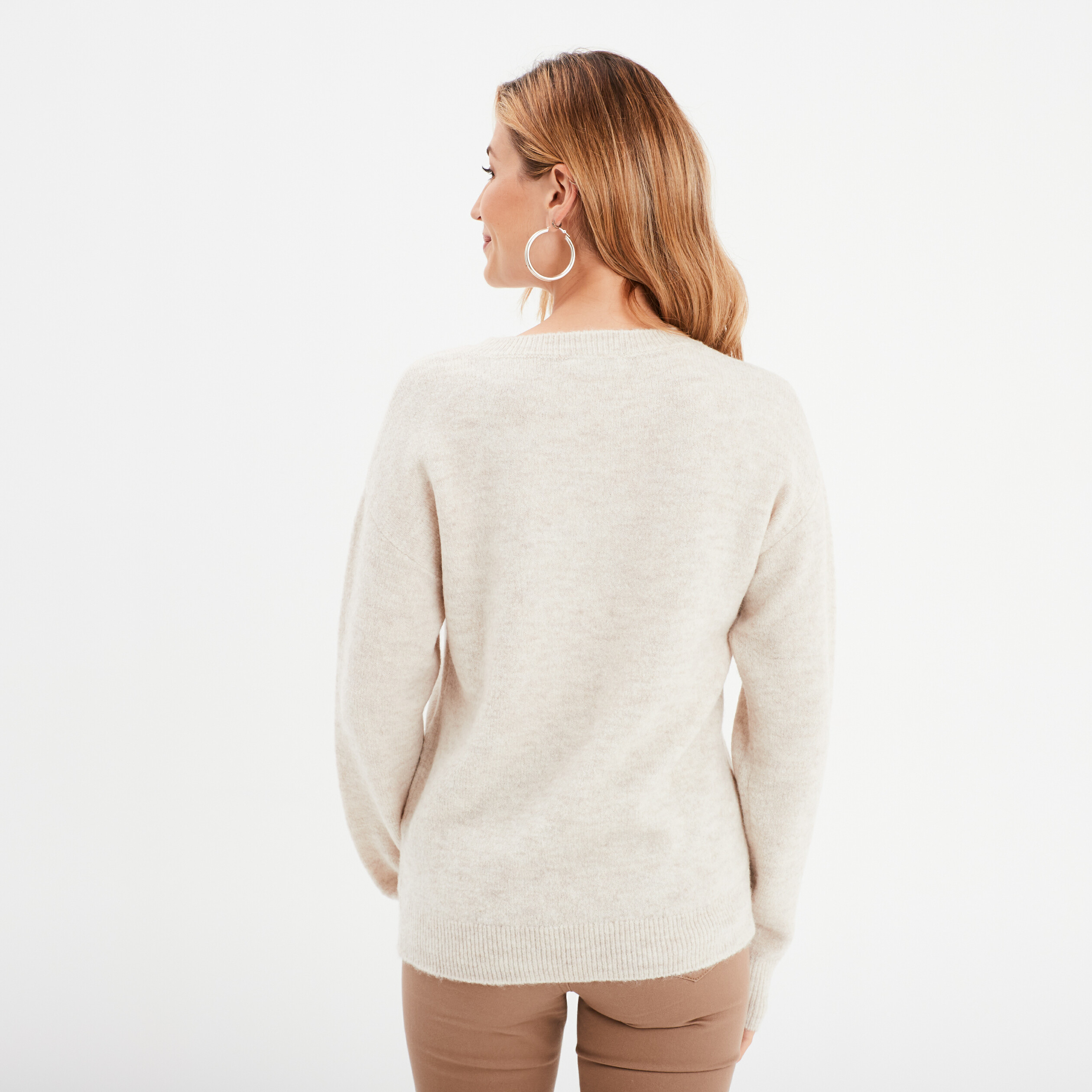 pull col rond manches longues ecru femme Pull col rond manches longues ecru femme