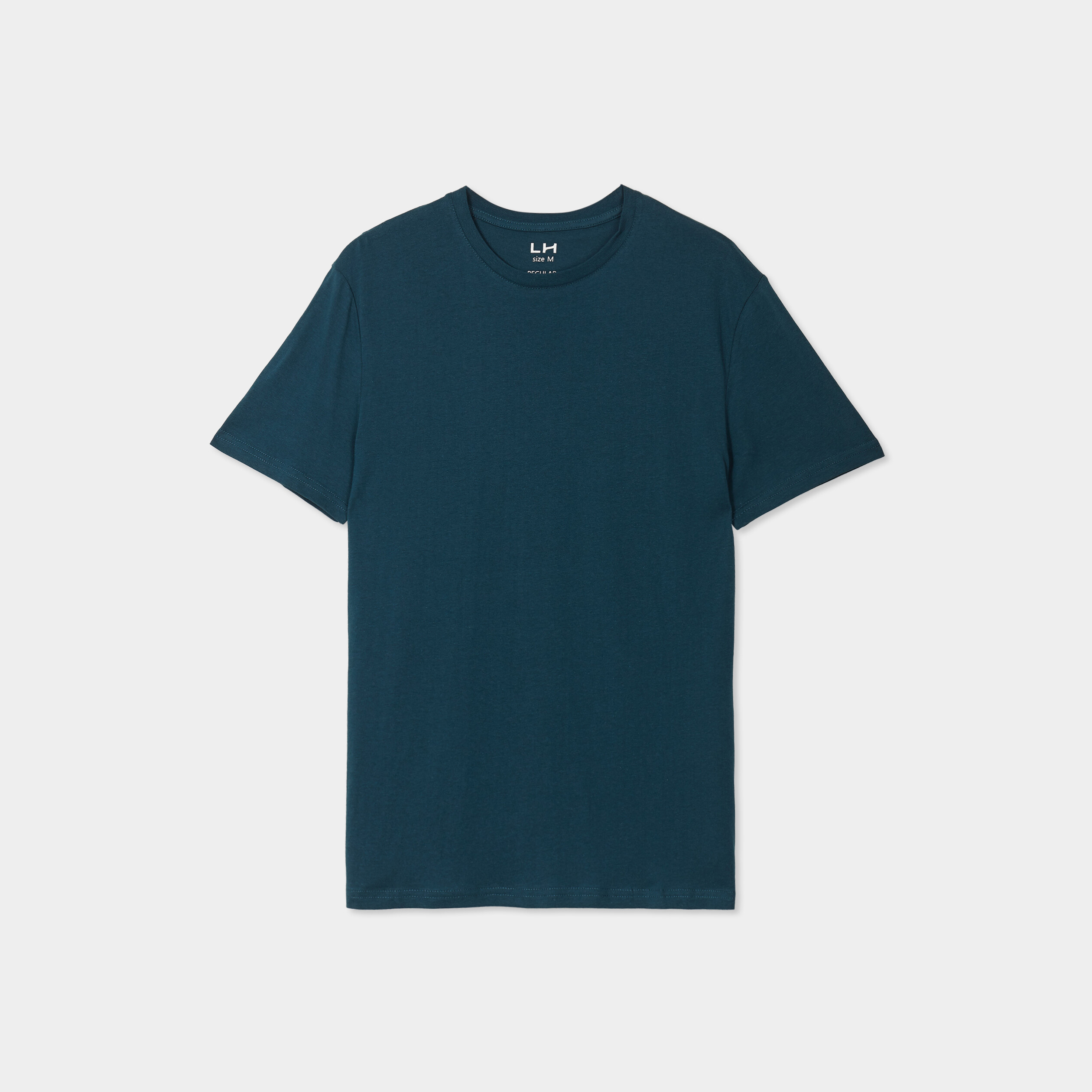 T-shirt droit en coton manches courtes bleu canard homme