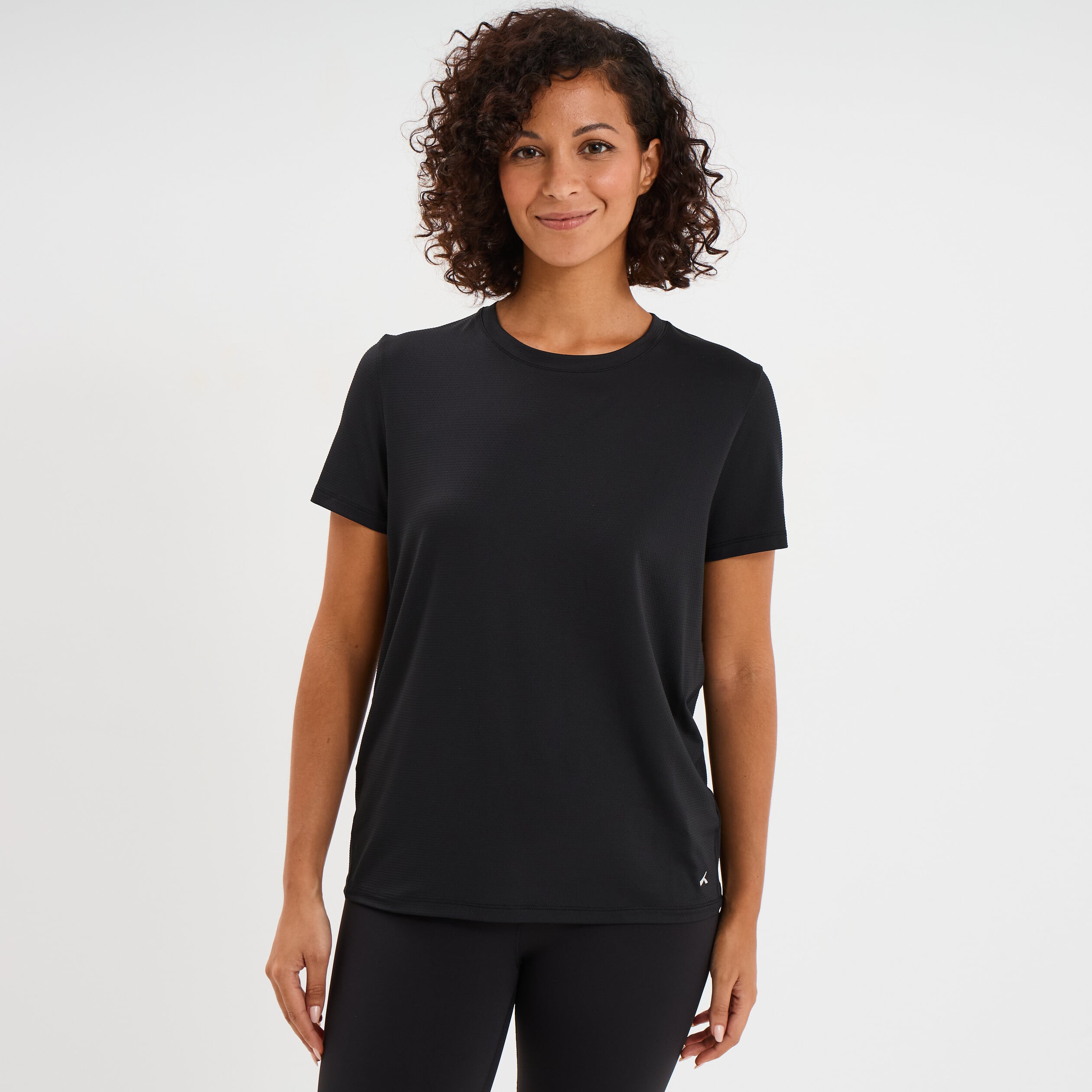 T-shirt de sport droit manches courtes noir femme