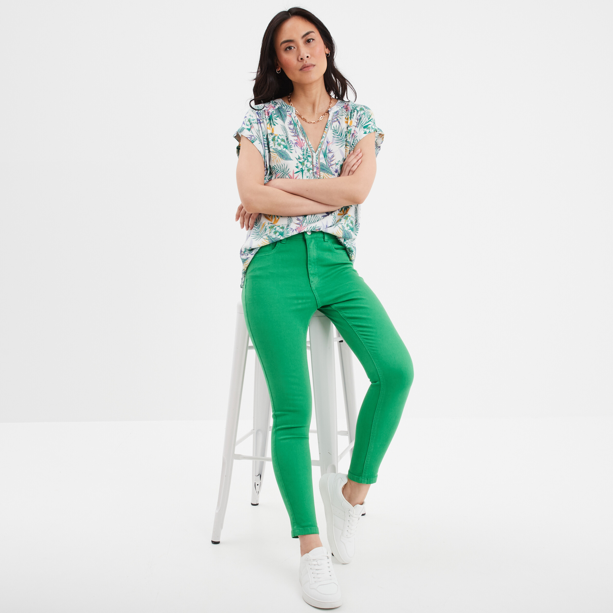 pantalon skinny push up vert femme Pantalon skinny push up vert femme