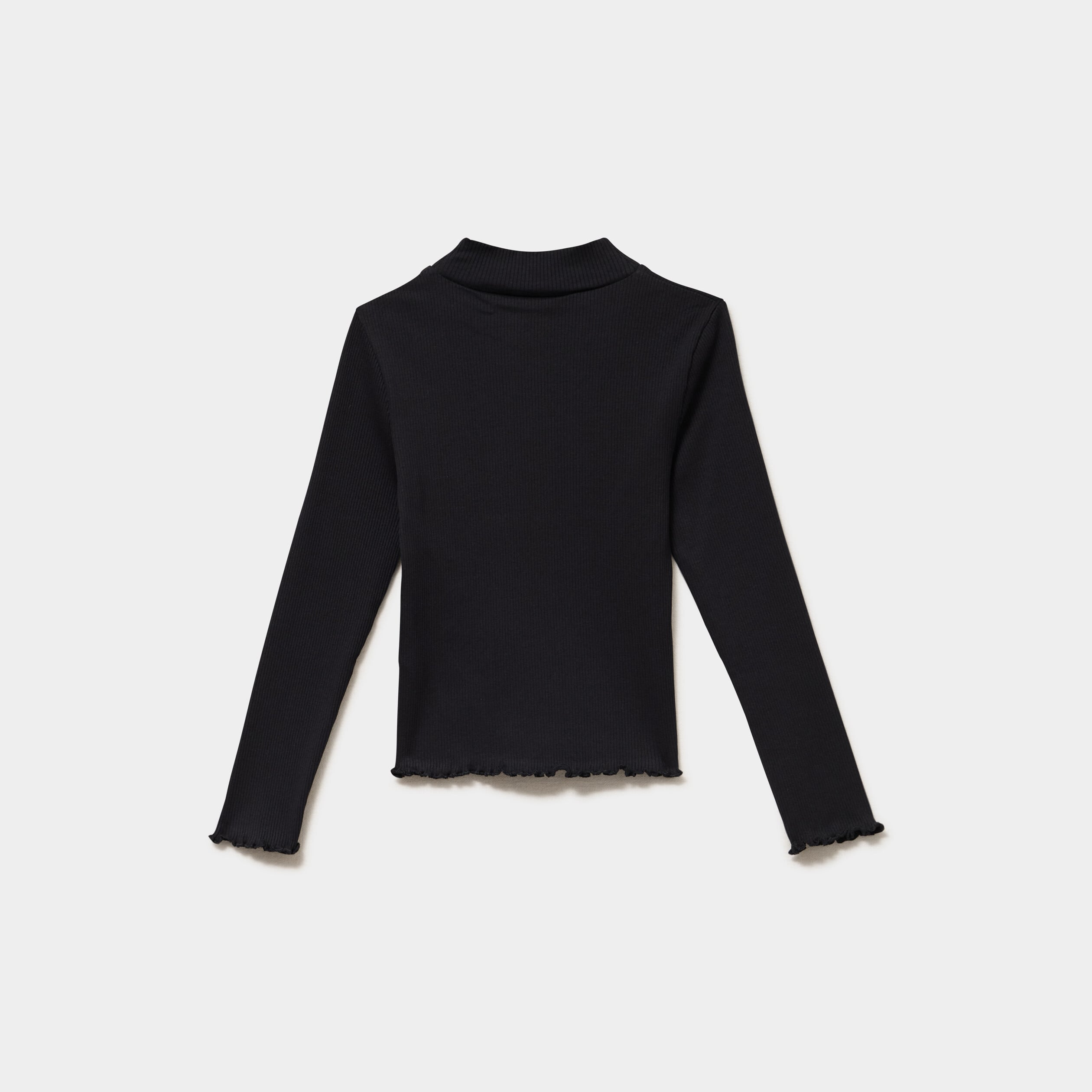T-shirt c&ocirc;tel&eacute; ajust&eacute; col montant noir fille