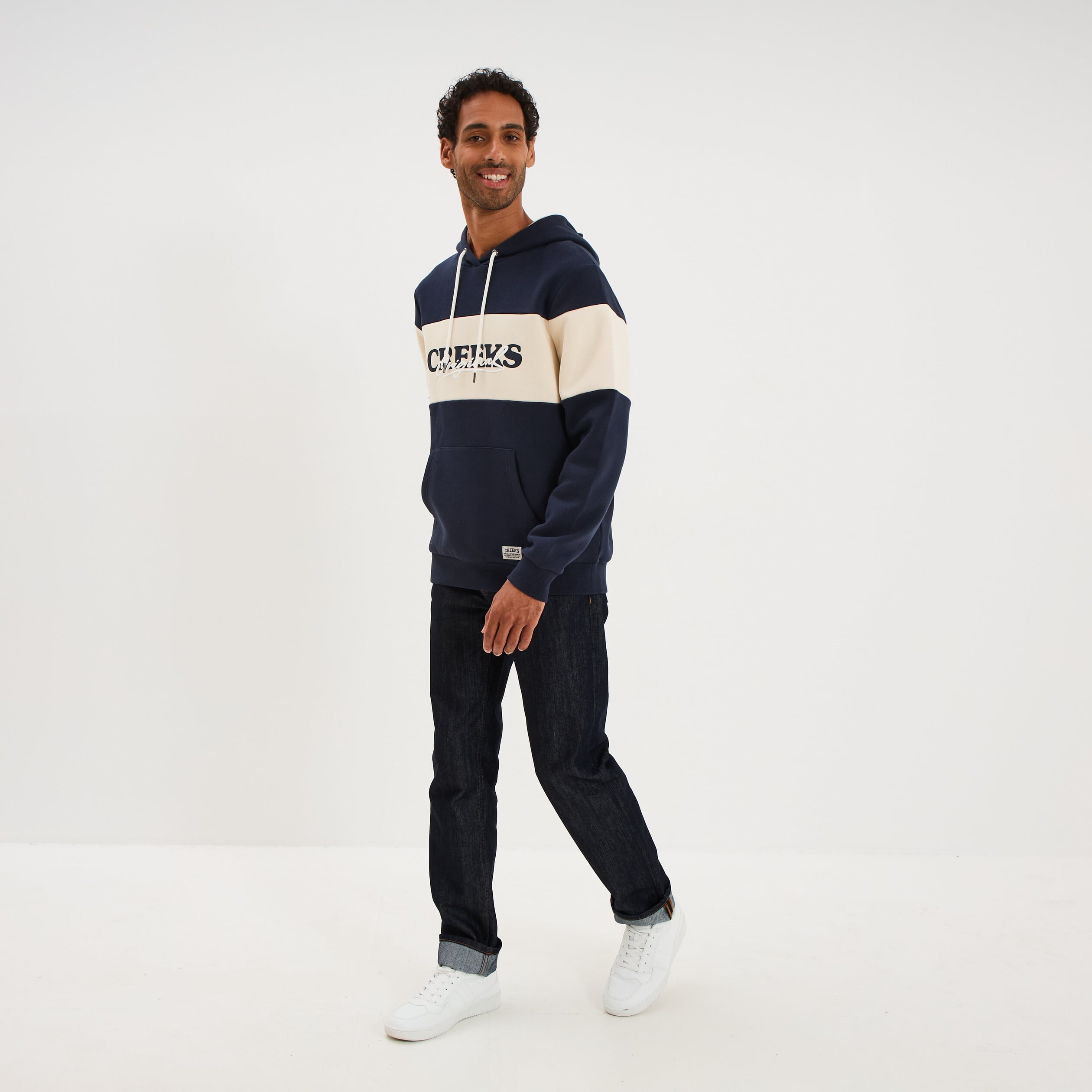 Sweat hoodie 1 poche bleu marine homme