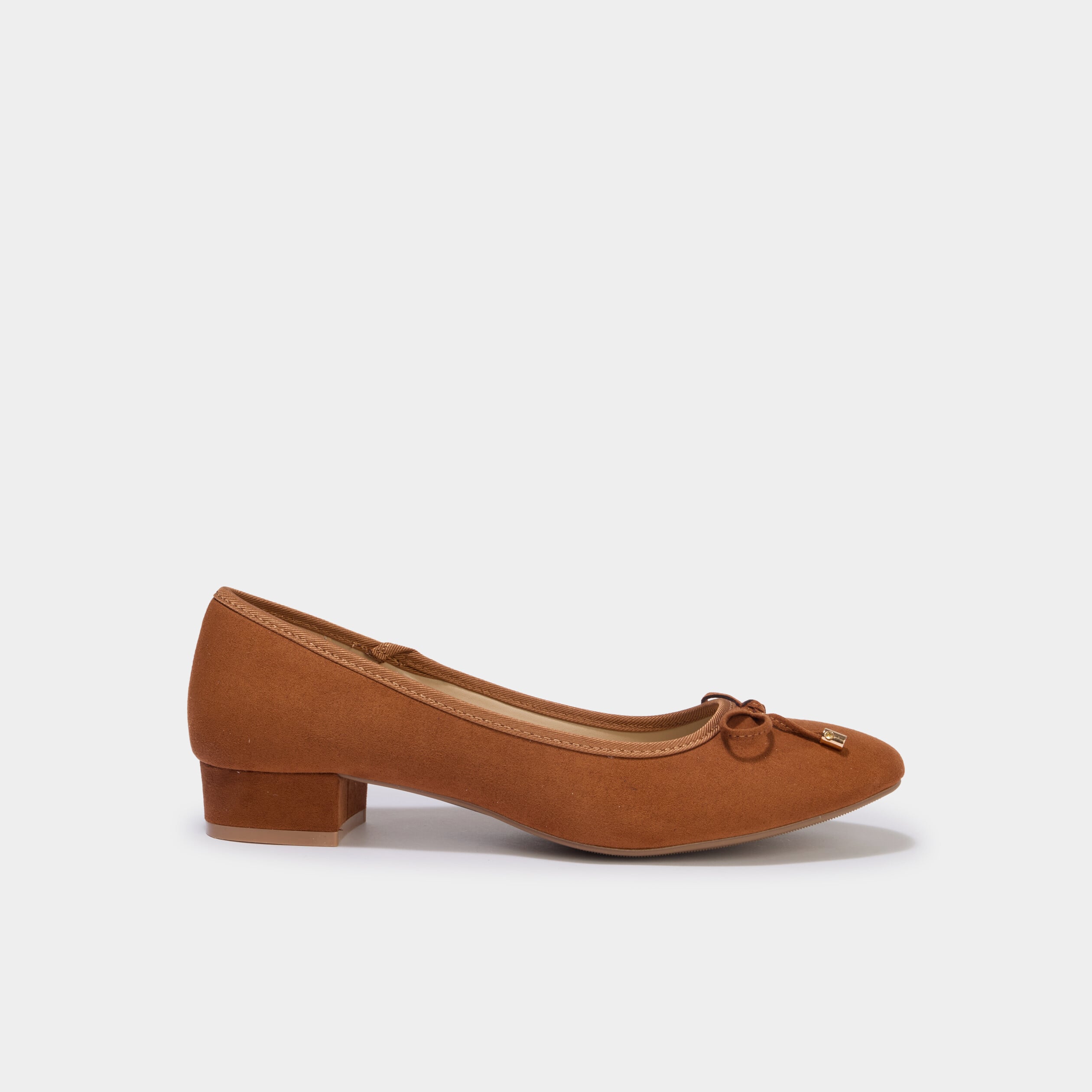 Ballerines su&eacute;dine &agrave; talons carr&eacute;s marron femme