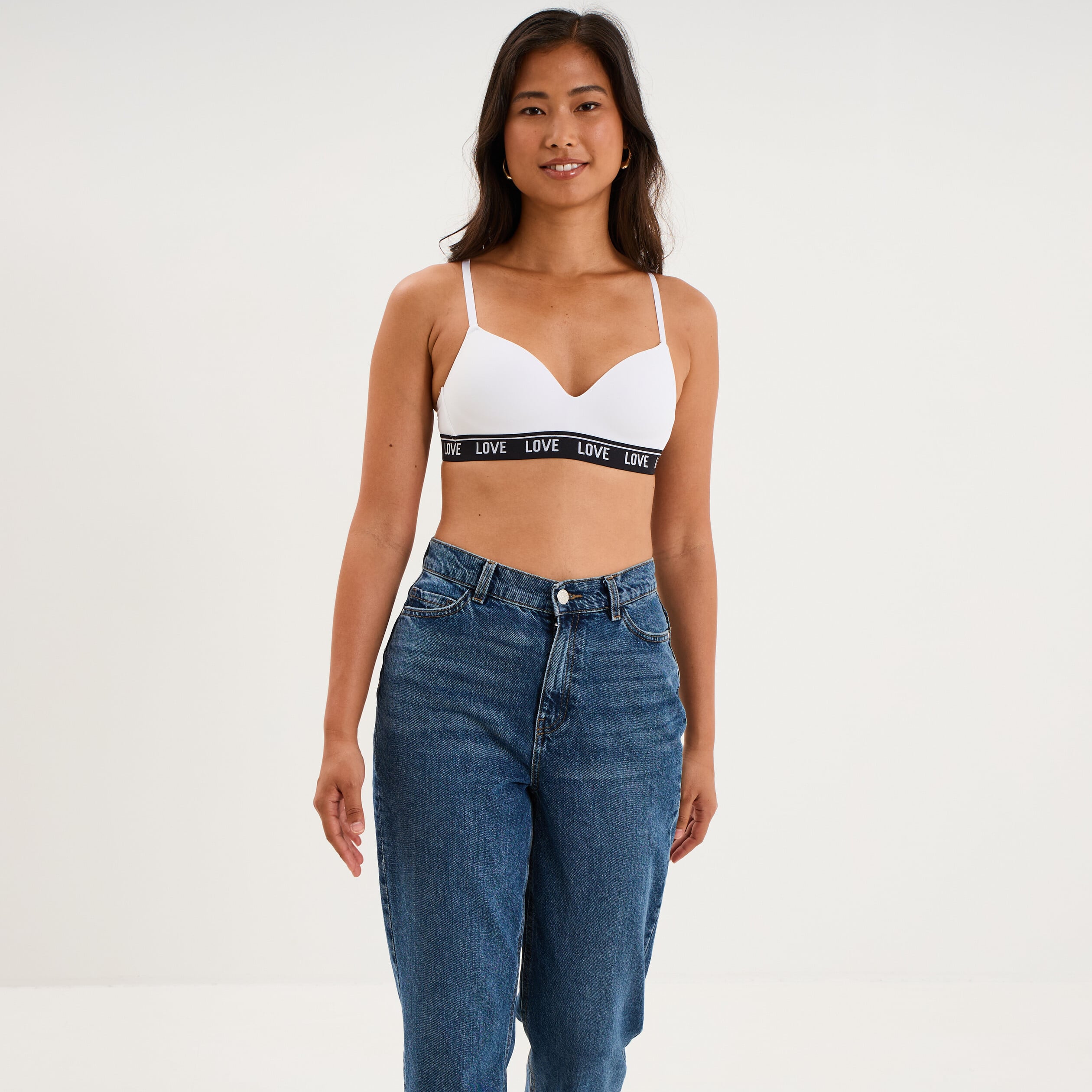 Soutien-gorge embo&icirc;tant padd&eacute; &eacute;lastiqu&eacute; blanc femme