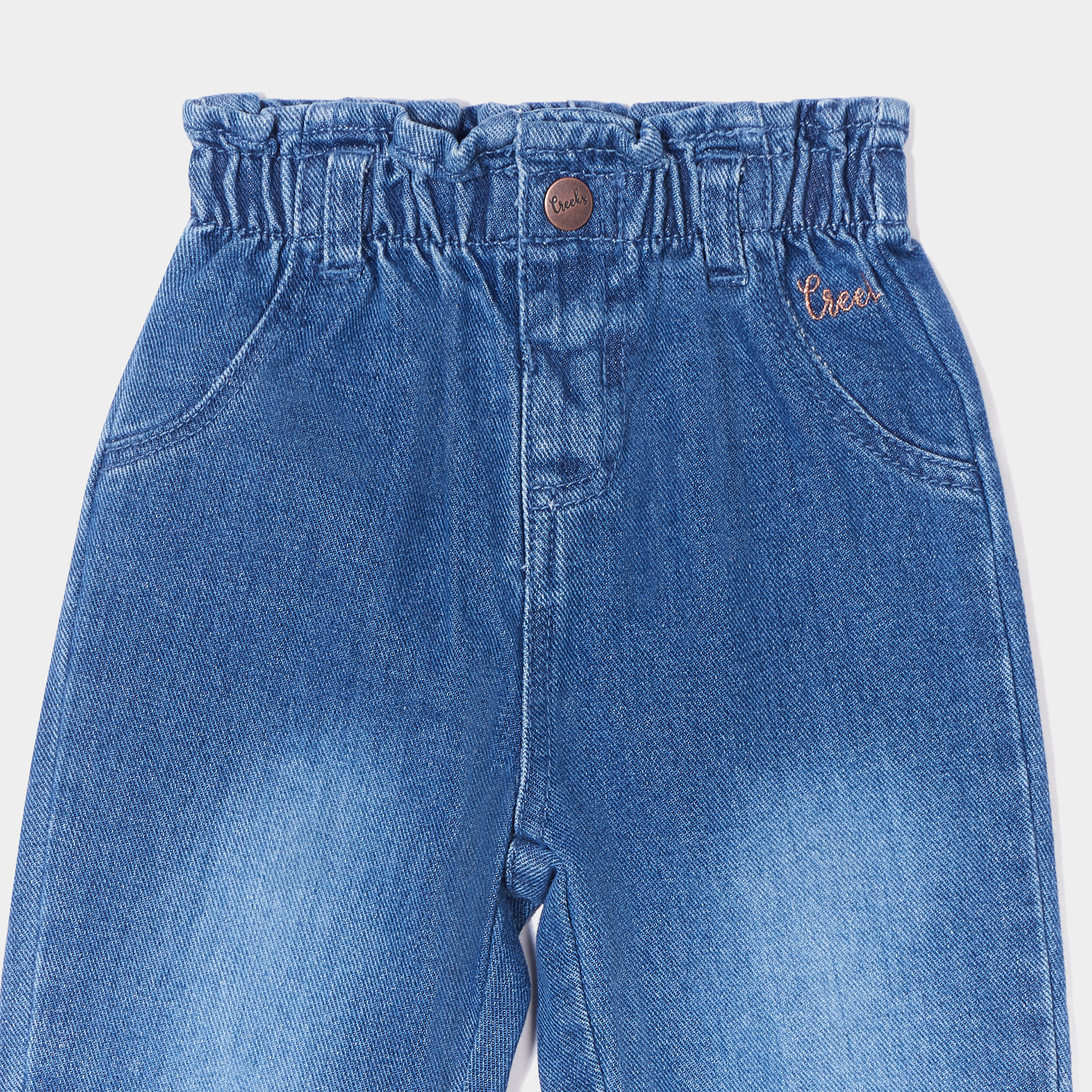 jeans slouchy taille elastiquee creeks denim stone bebef Jeans slouchy taille élastiquée Creeks denim stone bébé fille