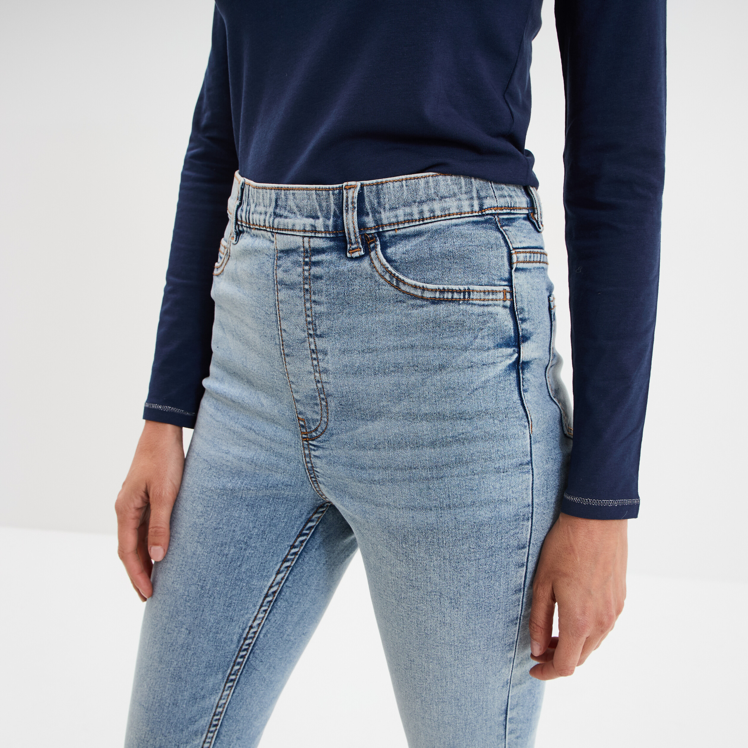 jegging skinny taille haute denim double stone femme Jegging skinny taille haute denim double stone femme