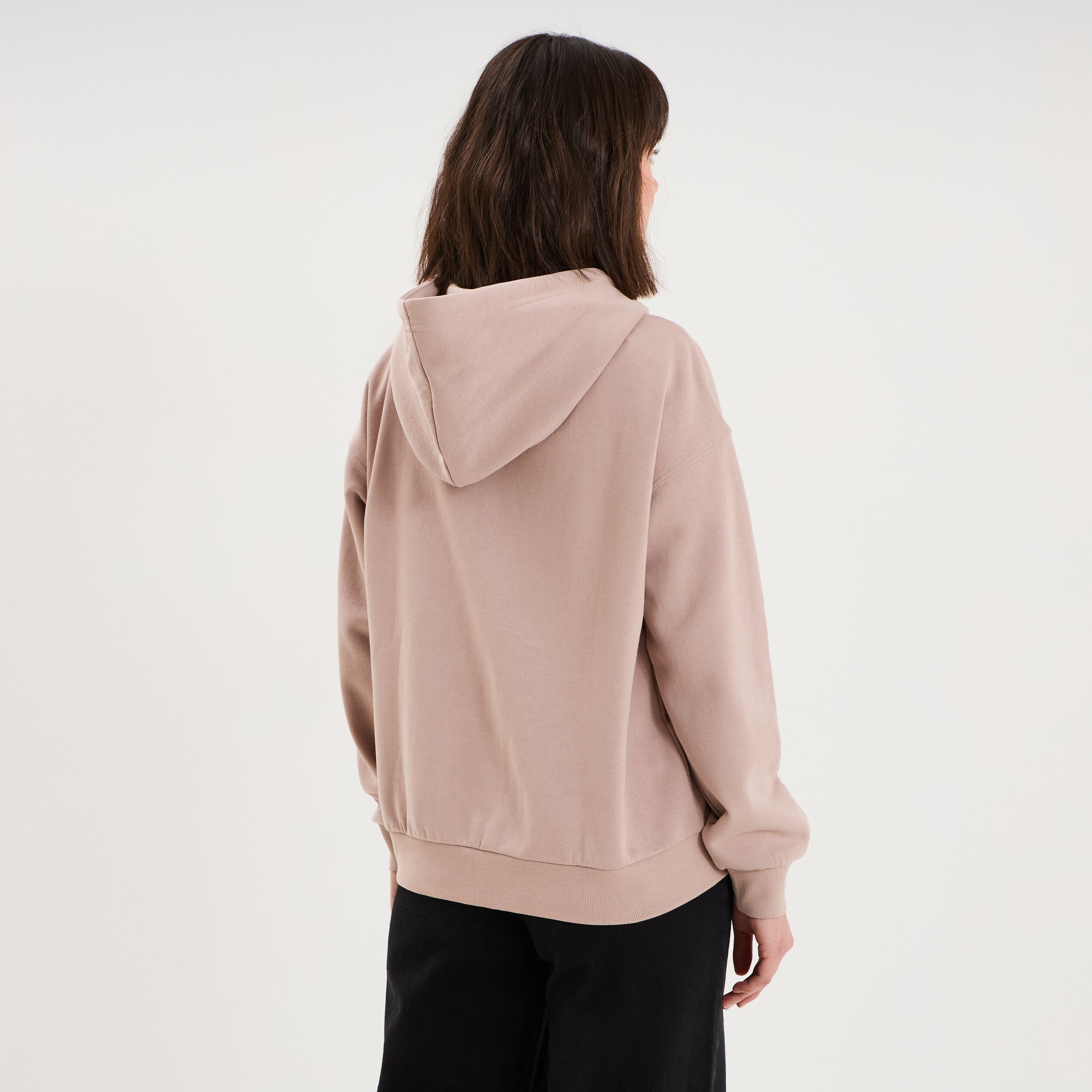 Sweat zipp&eacute; &agrave; capuche marron clair femme