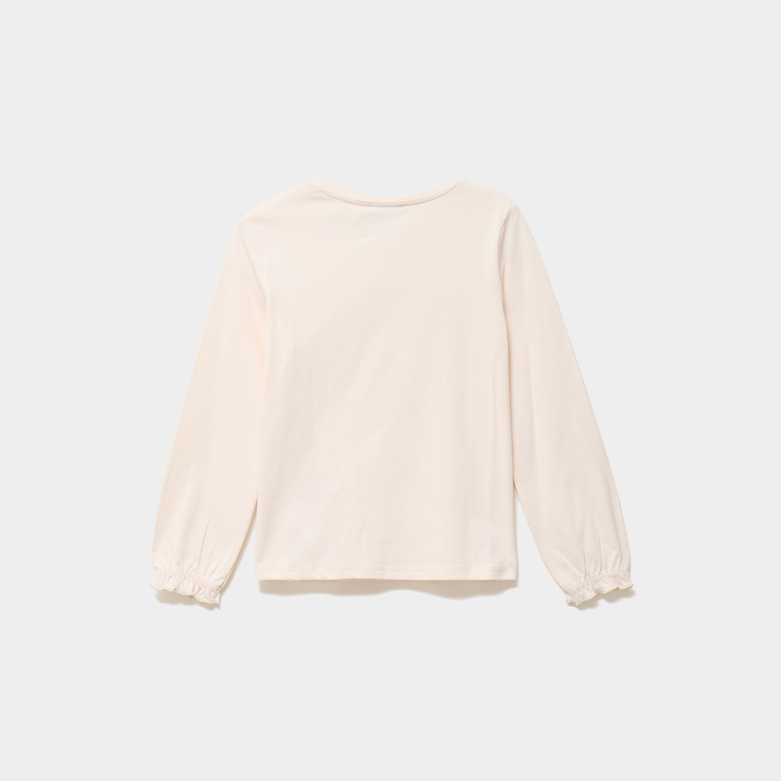 T-shirt poignets &eacute;lastiqu&eacute;s coton beige fille