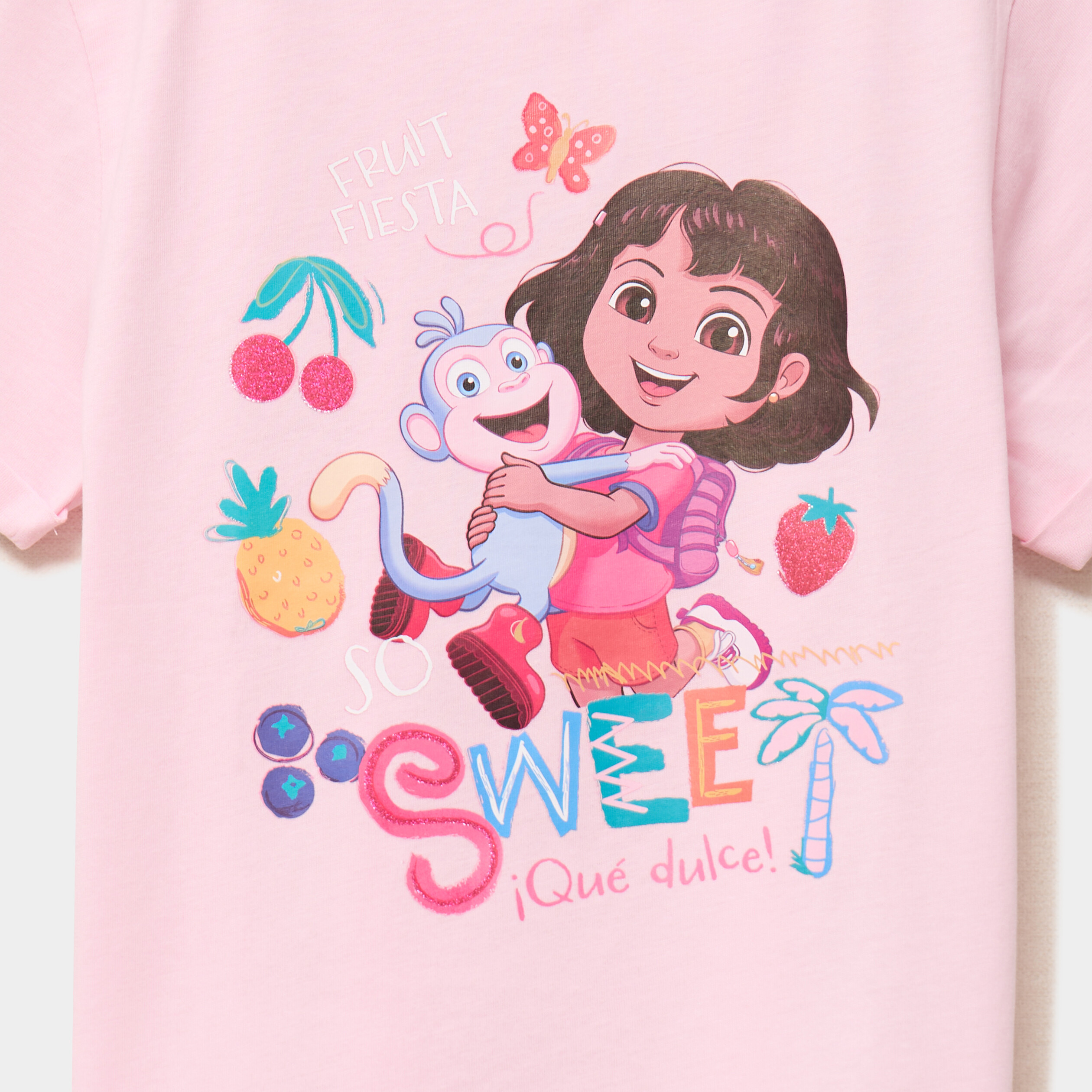 T-shirt coton Dora l'exploratrice rose fille
