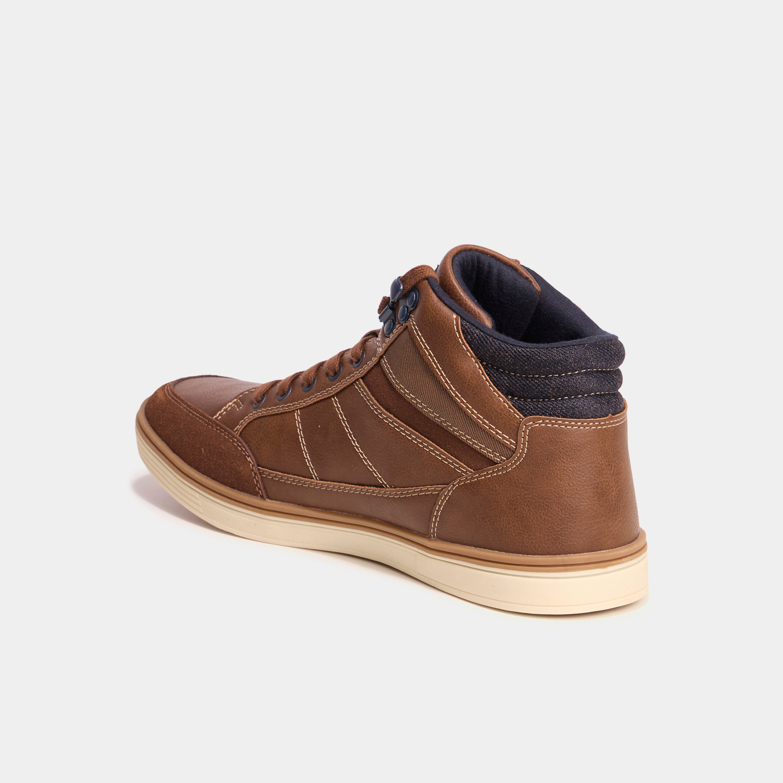 Baskets montantes &agrave; lacets marron clair homme