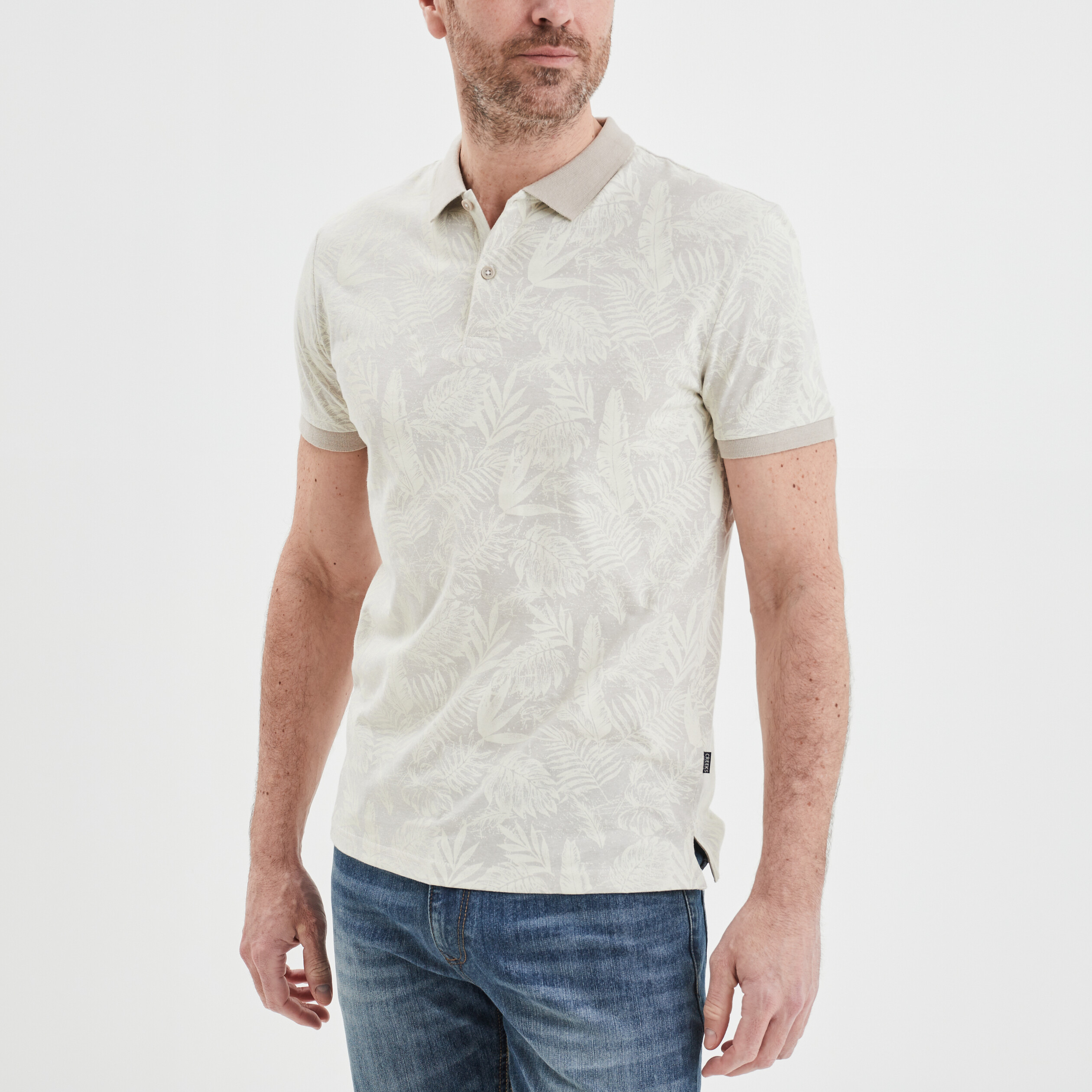 Polo jersey droit manches courtes coton beige homme