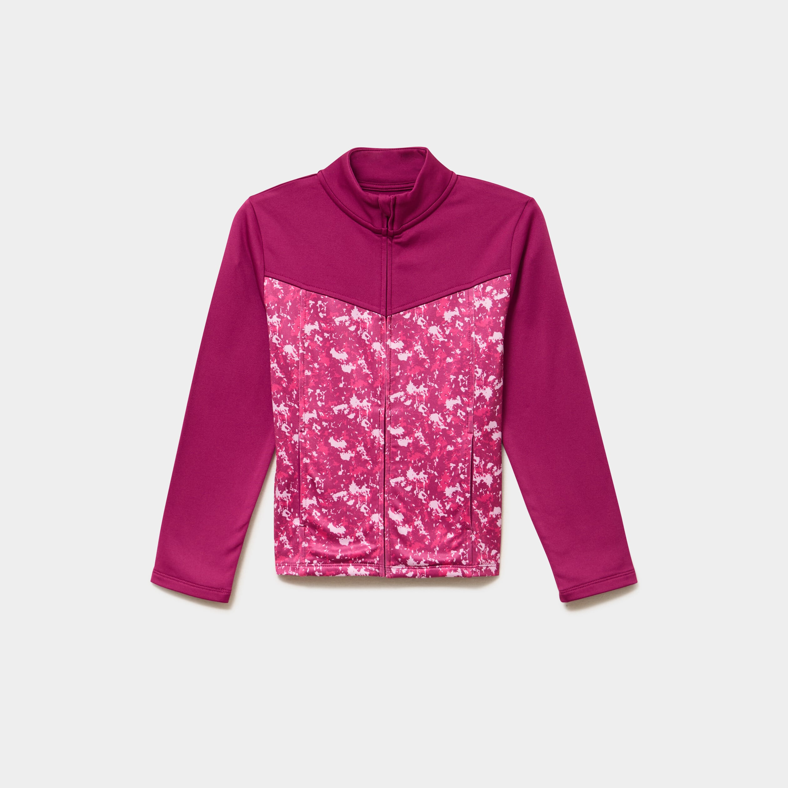 Gilet zipp&eacute; col montant prune fille