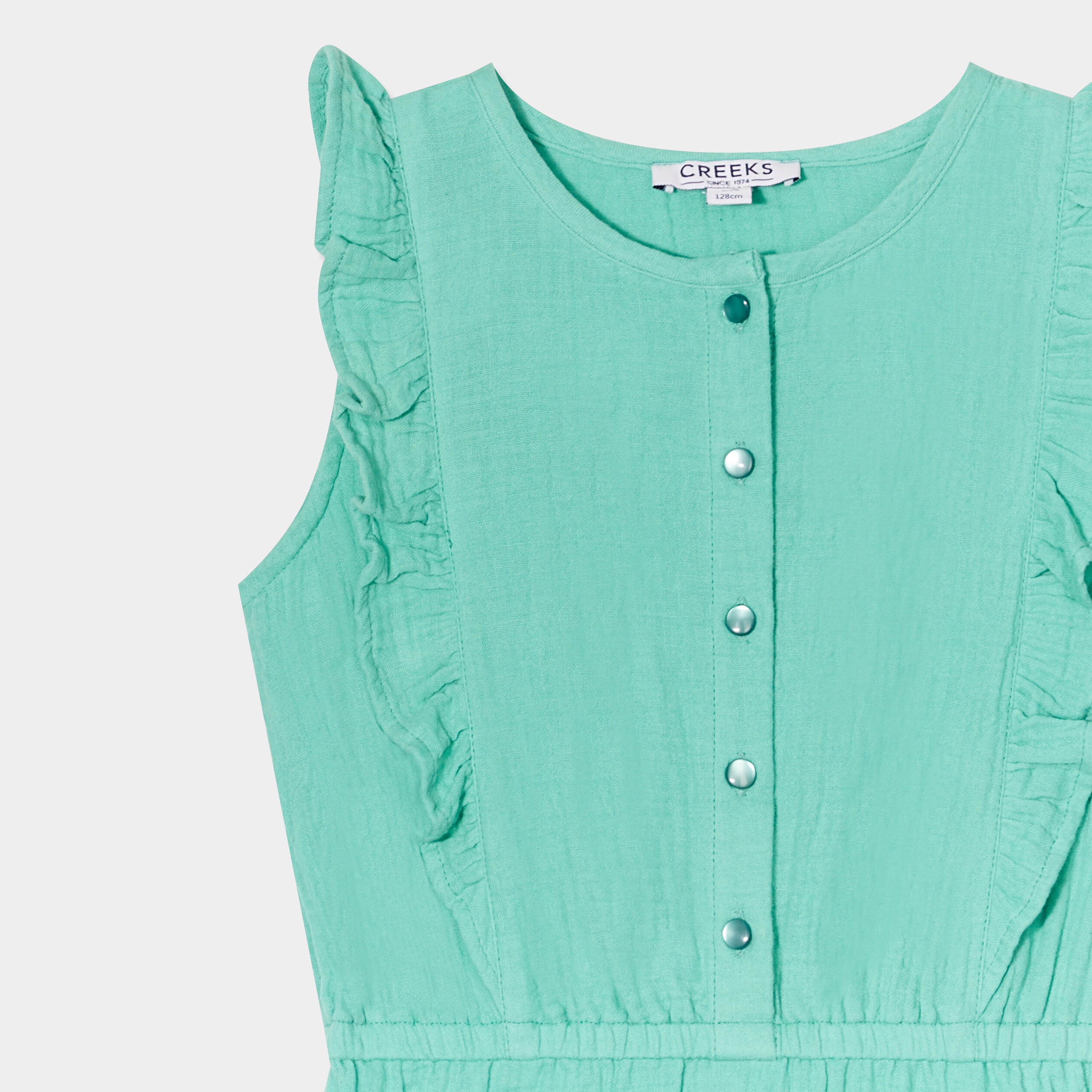 robe avec volants et boutons creeks vert menthe fille Robe avec volants et boutons Creeks vert menthe fille
