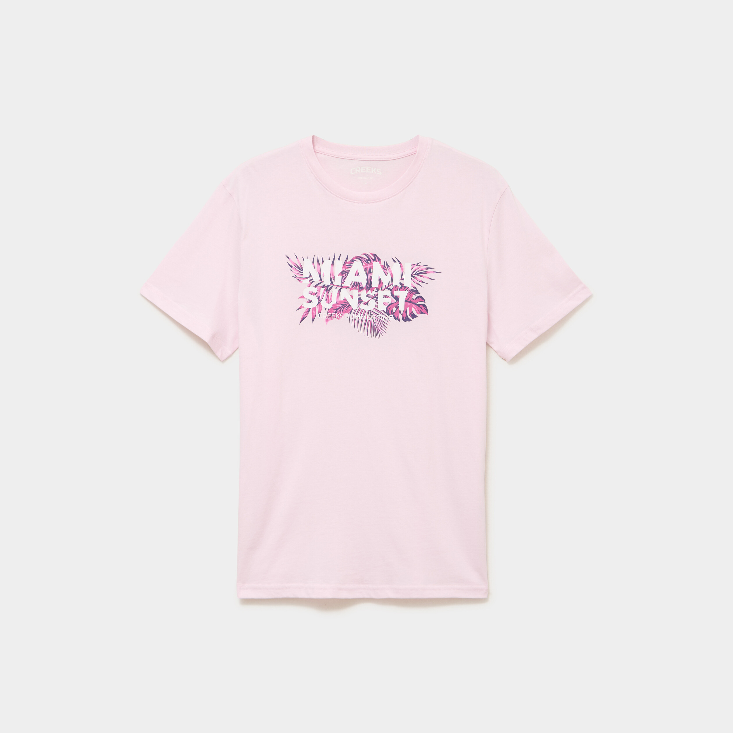 T-shirt col rond manches courtes coton rose clair homme