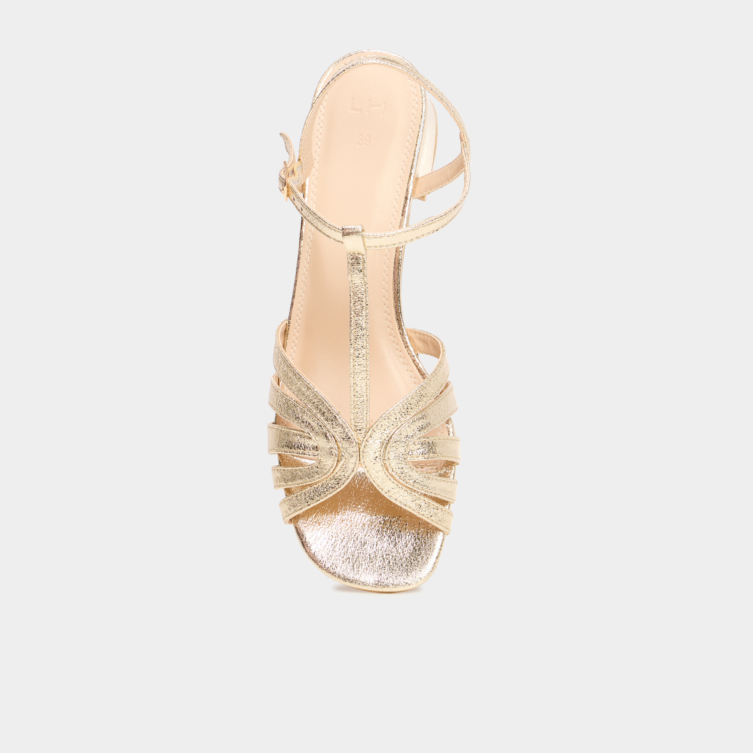 Sandales &agrave; talons jaune or femme