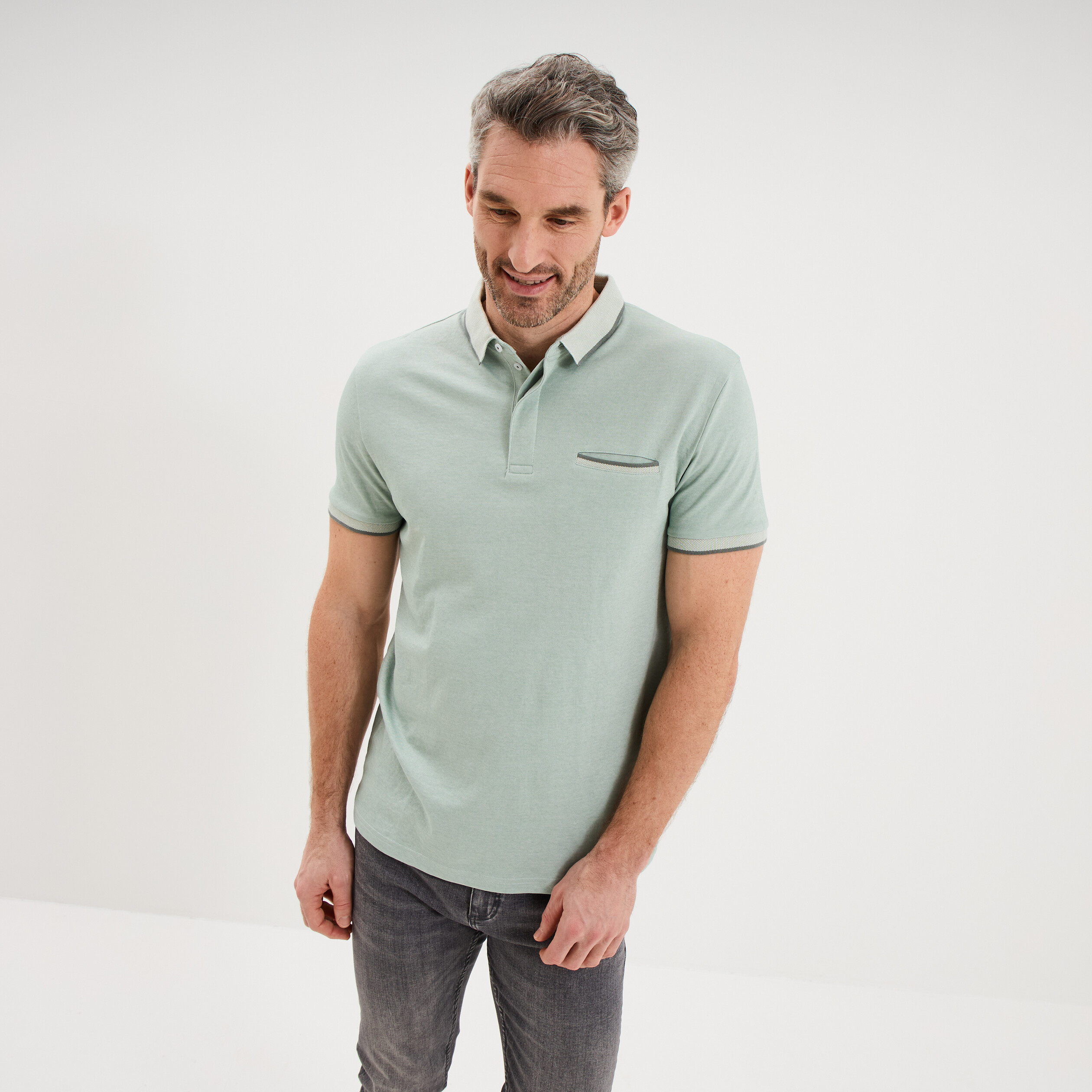 Polo manches courtes coupe droite vert pastel homme