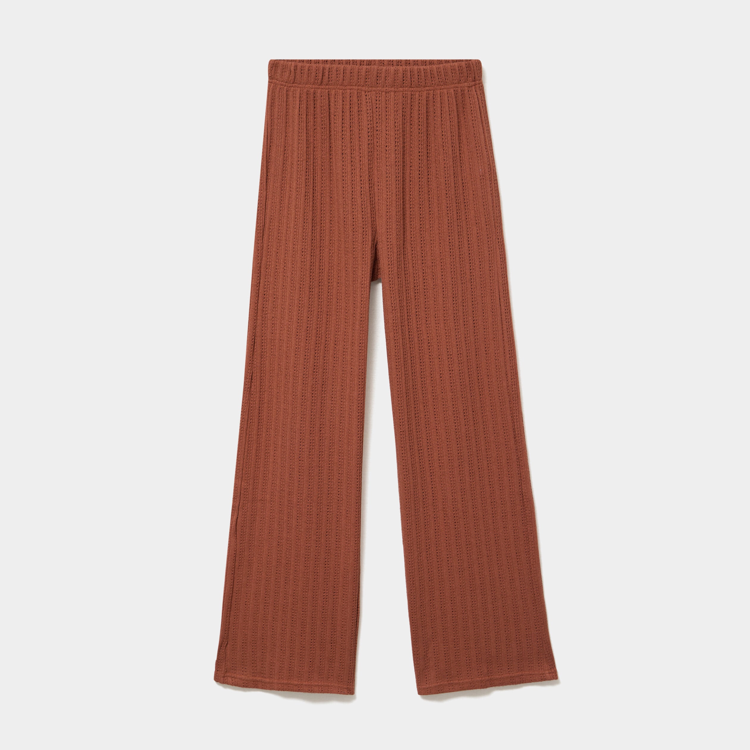 Pantalon large effet crochet &eacute;lastiqu&eacute; camel femme