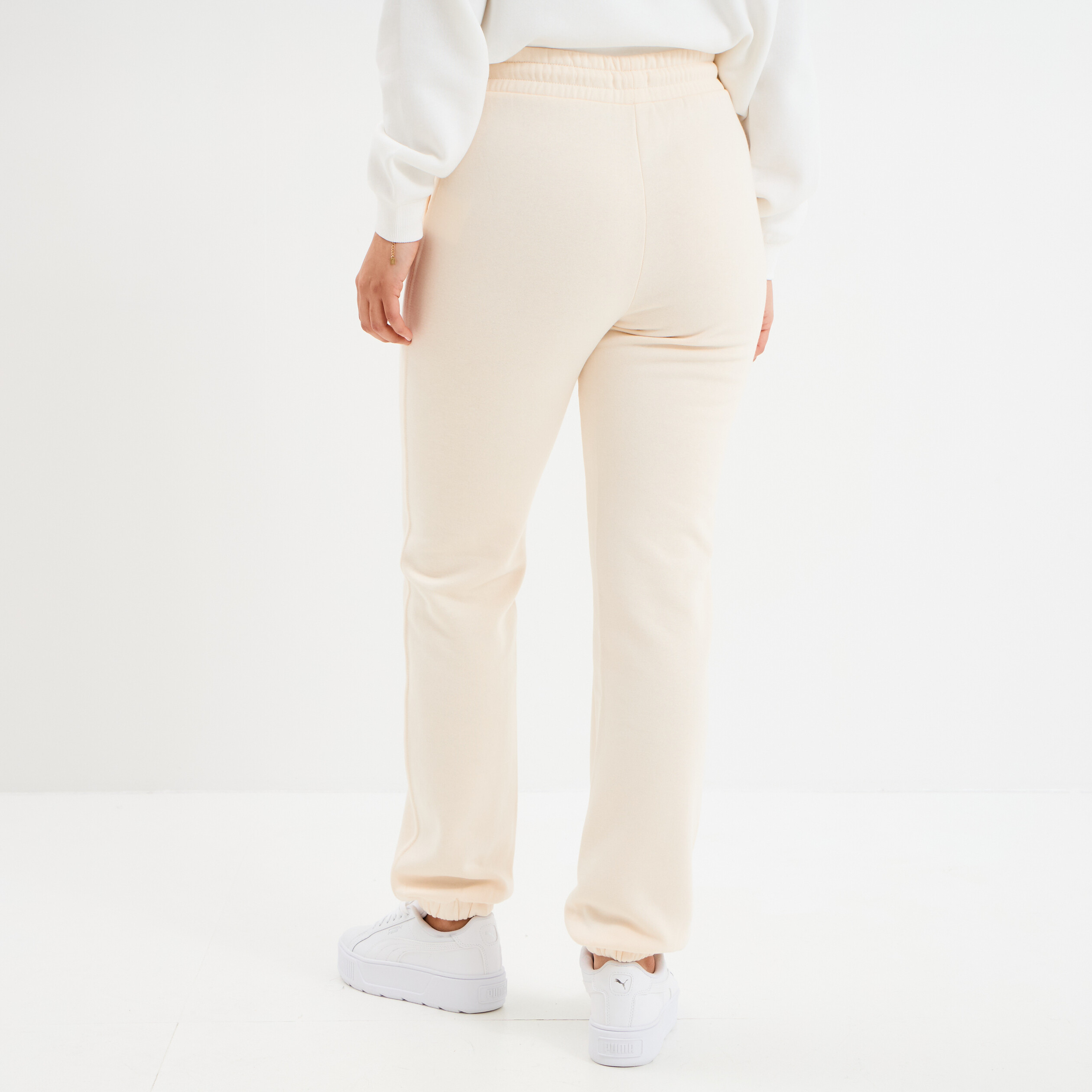 Pantalon jogging droit molleton sable femme